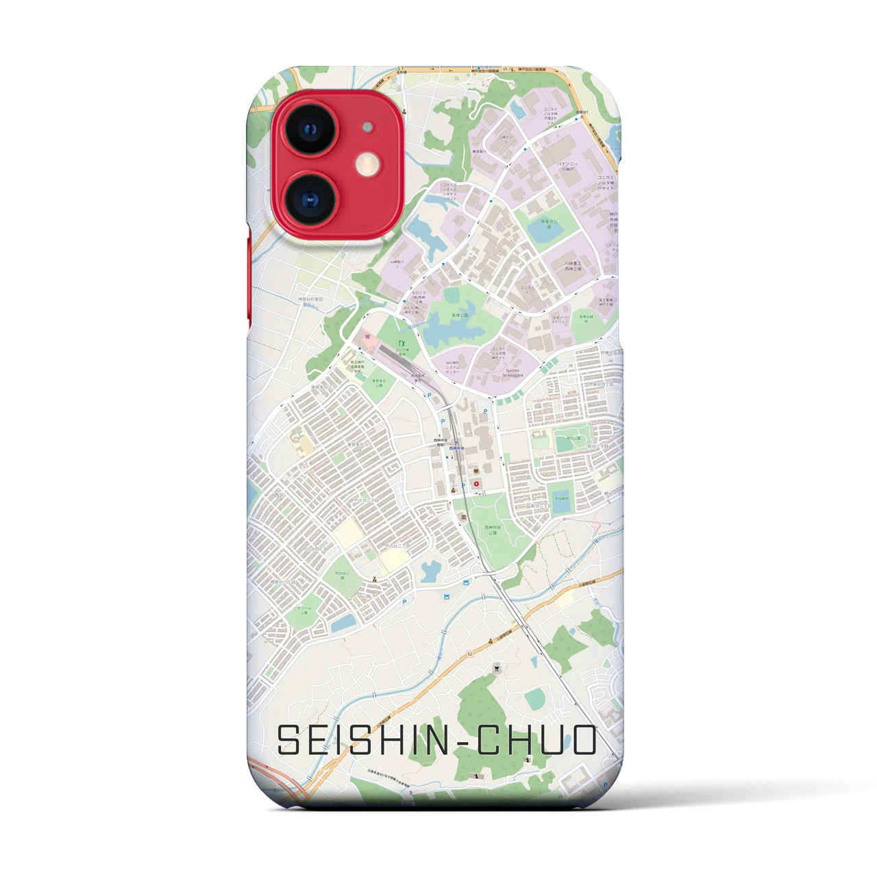 【西神中央(兵庫県)】地図柄iPhoneケース(バックカバータイプ)