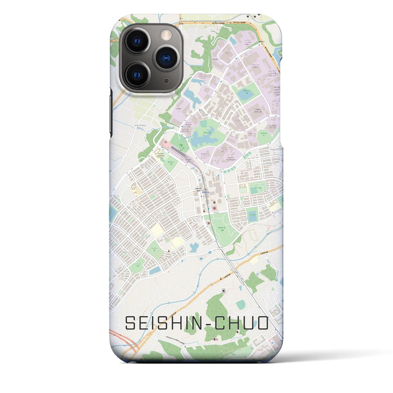 【西神中央(兵庫県)】地図柄iPhoneケース(バックカバータイプ)