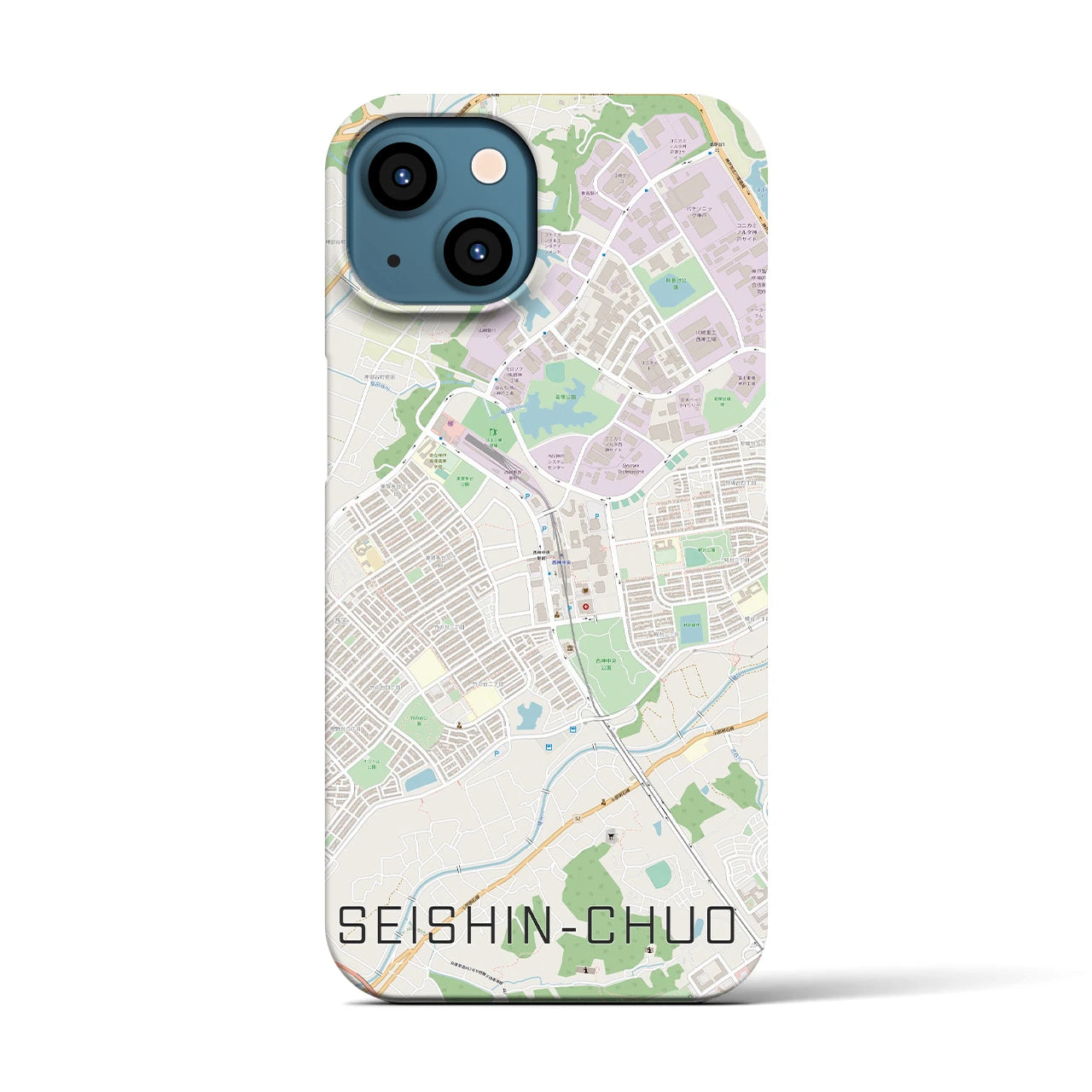 【西神中央(兵庫県)】地図柄iPhoneケース(バックカバータイプ)