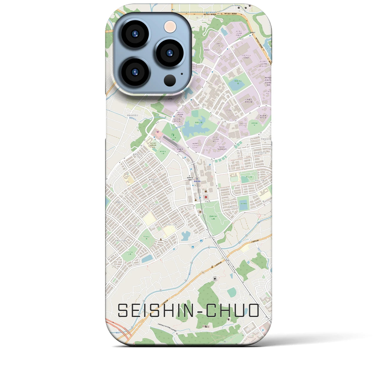 【西神中央(兵庫県)】地図柄iPhoneケース(バックカバータイプ)