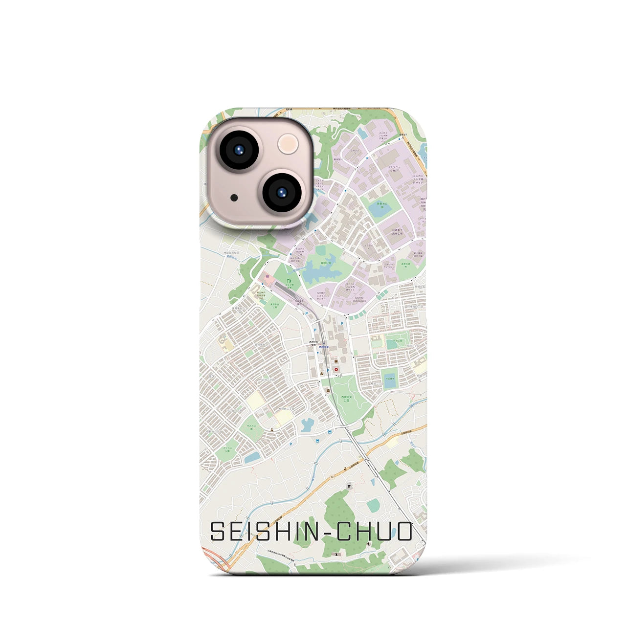 【西神中央(兵庫県)】地図柄iPhoneケース(バックカバータイプ)