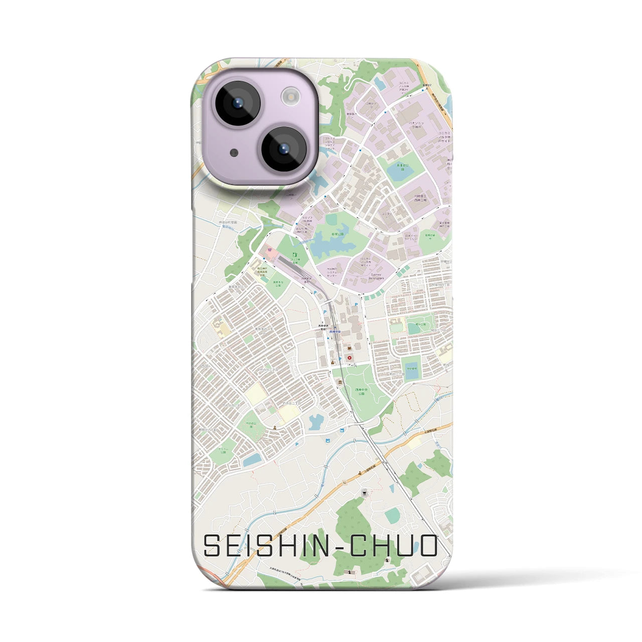 【西神中央(兵庫県)】地図柄iPhoneケース(バックカバータイプ)