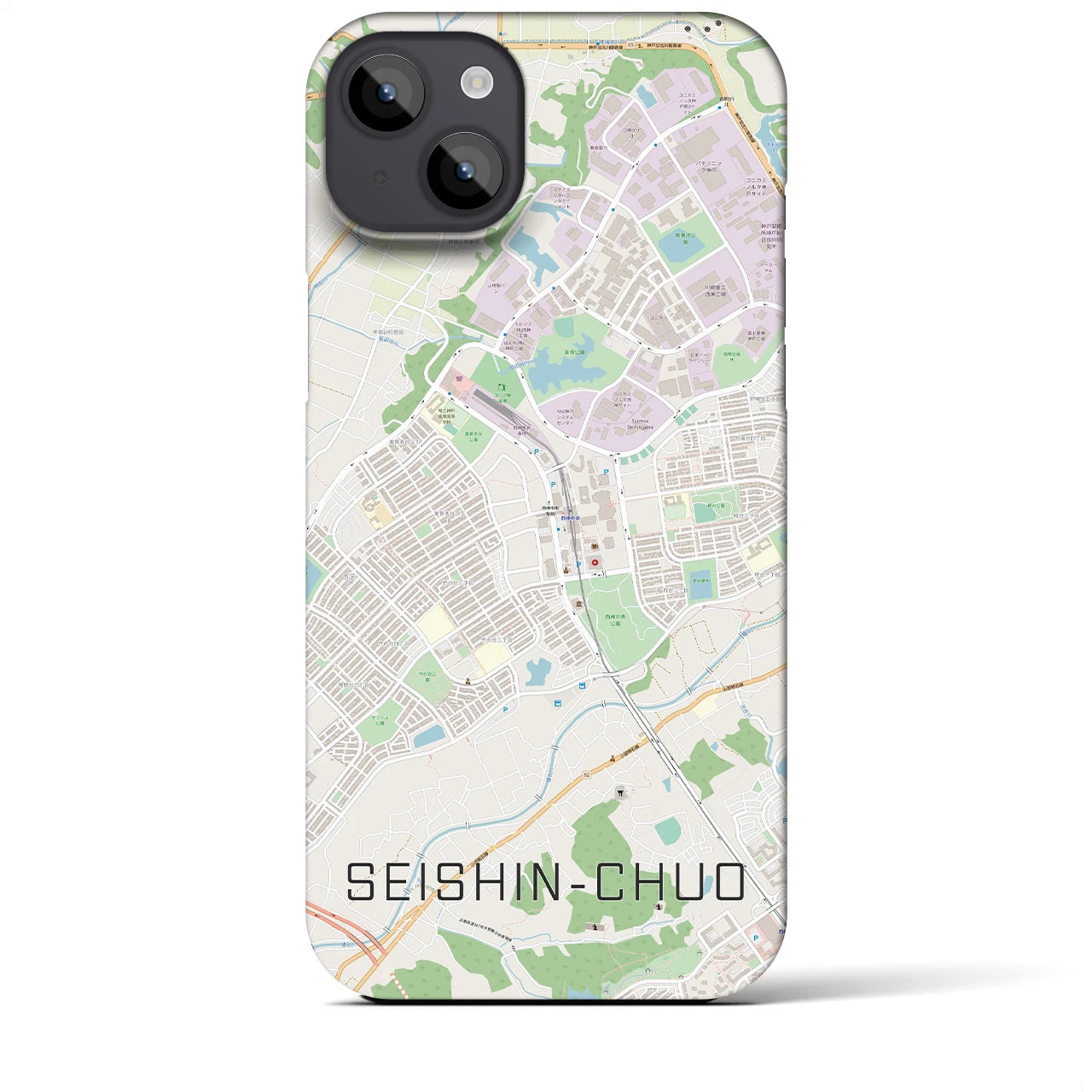 【西神中央(兵庫県)】地図柄iPhoneケース(バックカバータイプ)