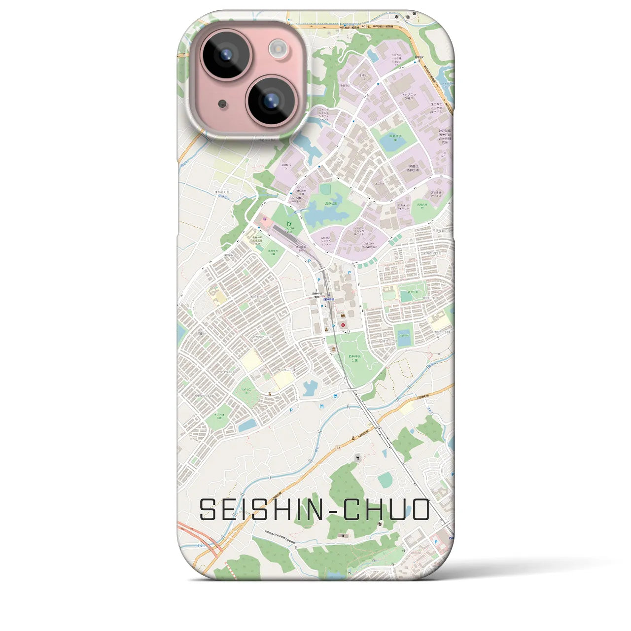 【西神中央(兵庫県)】地図柄iPhoneケース(バックカバータイプ)