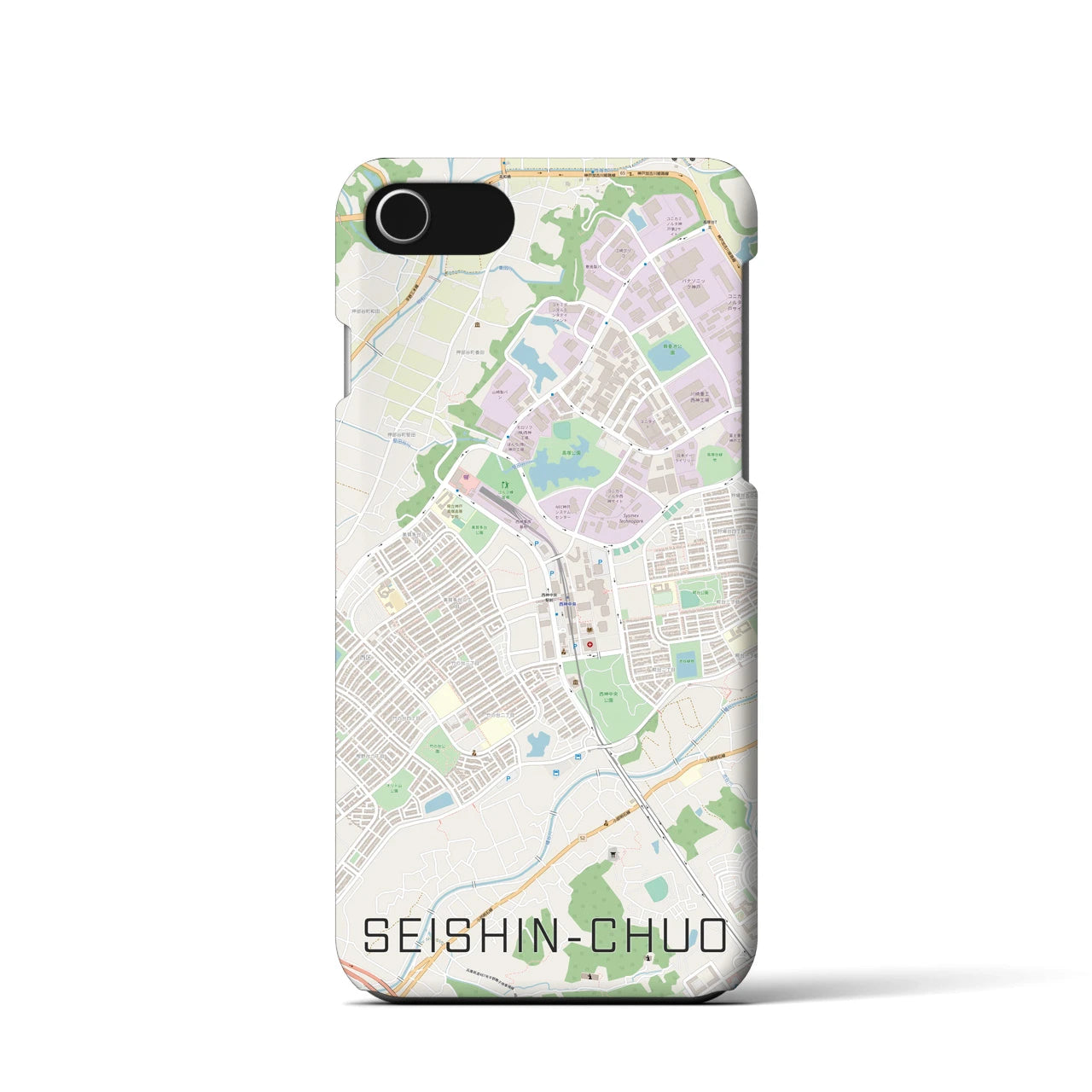 【西神中央(兵庫県)】地図柄iPhoneケース(バックカバータイプ)