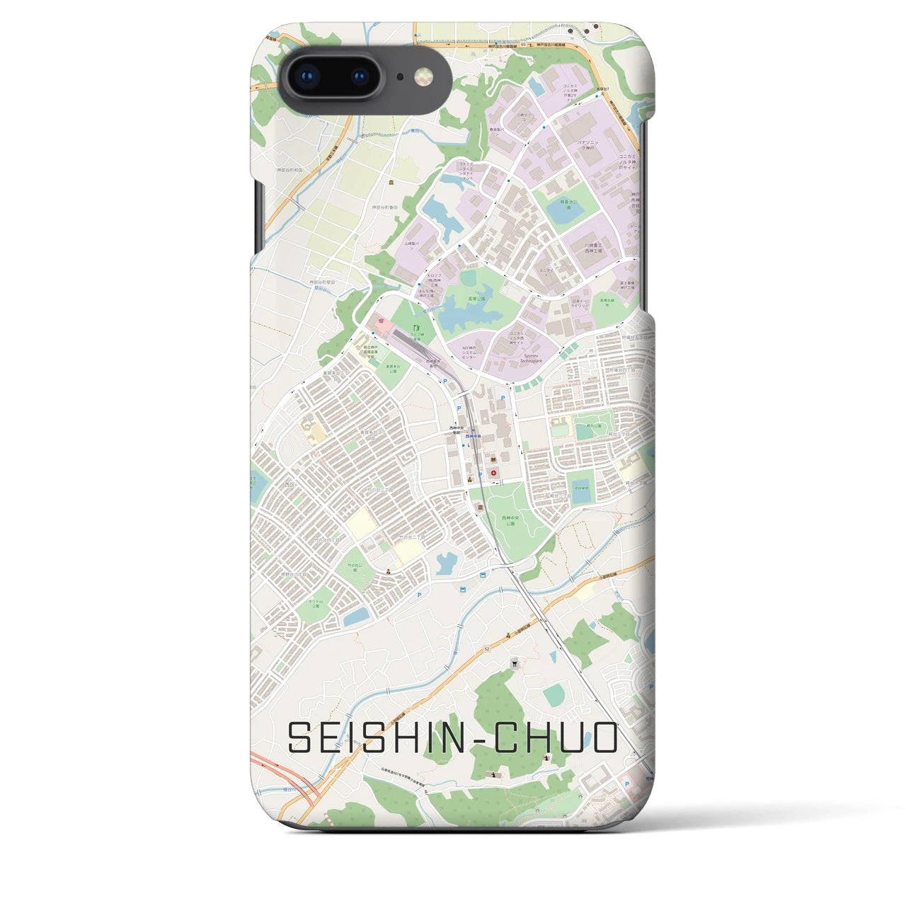 【西神中央(兵庫県)】地図柄iPhoneケース(バックカバータイプ)