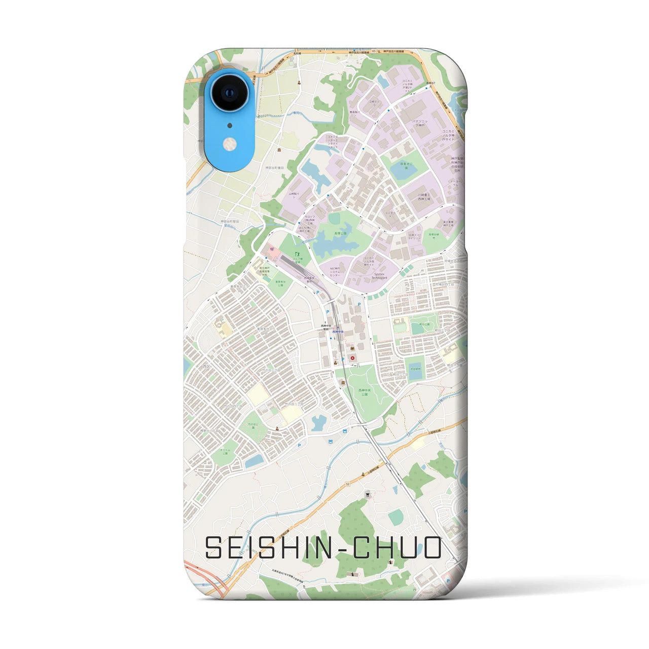 【西神中央(兵庫県)】地図柄iPhoneケース(バックカバータイプ)