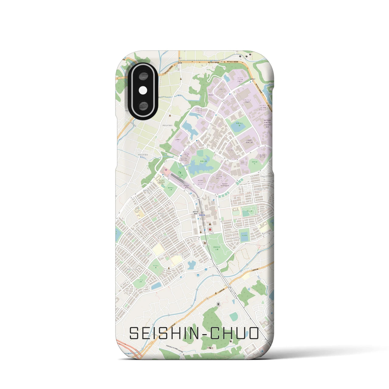 【西神中央(兵庫県)】地図柄iPhoneケース(バックカバータイプ)
