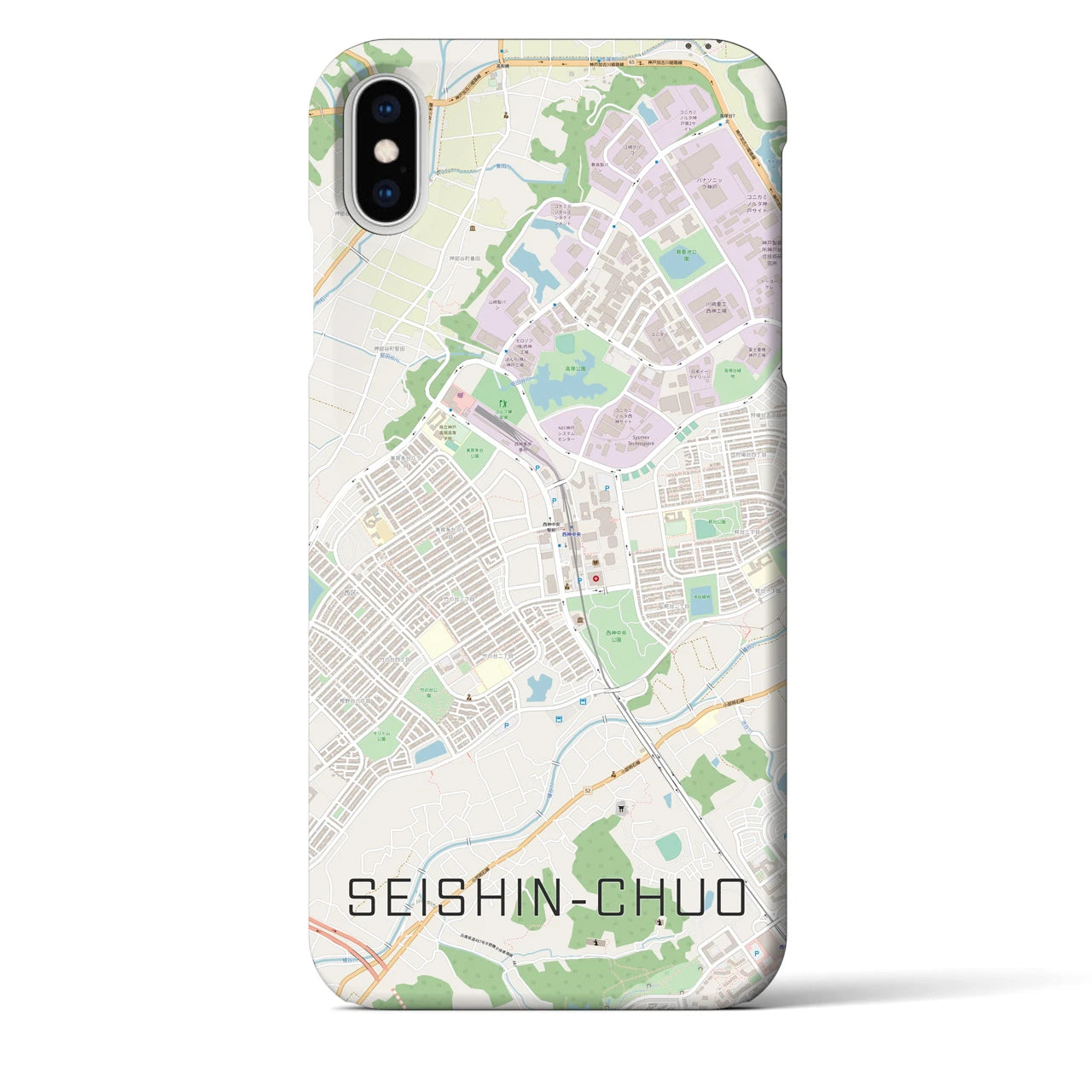 【西神中央(兵庫県)】地図柄iPhoneケース(バックカバータイプ)