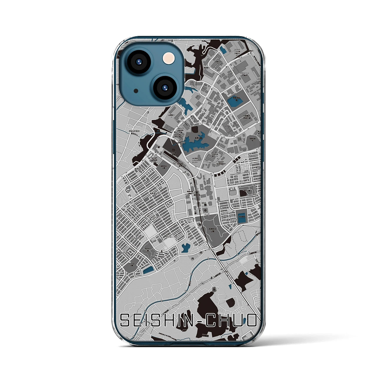 【西神中央(兵庫県)】地図柄iPhoneケース(クリアタイプ)