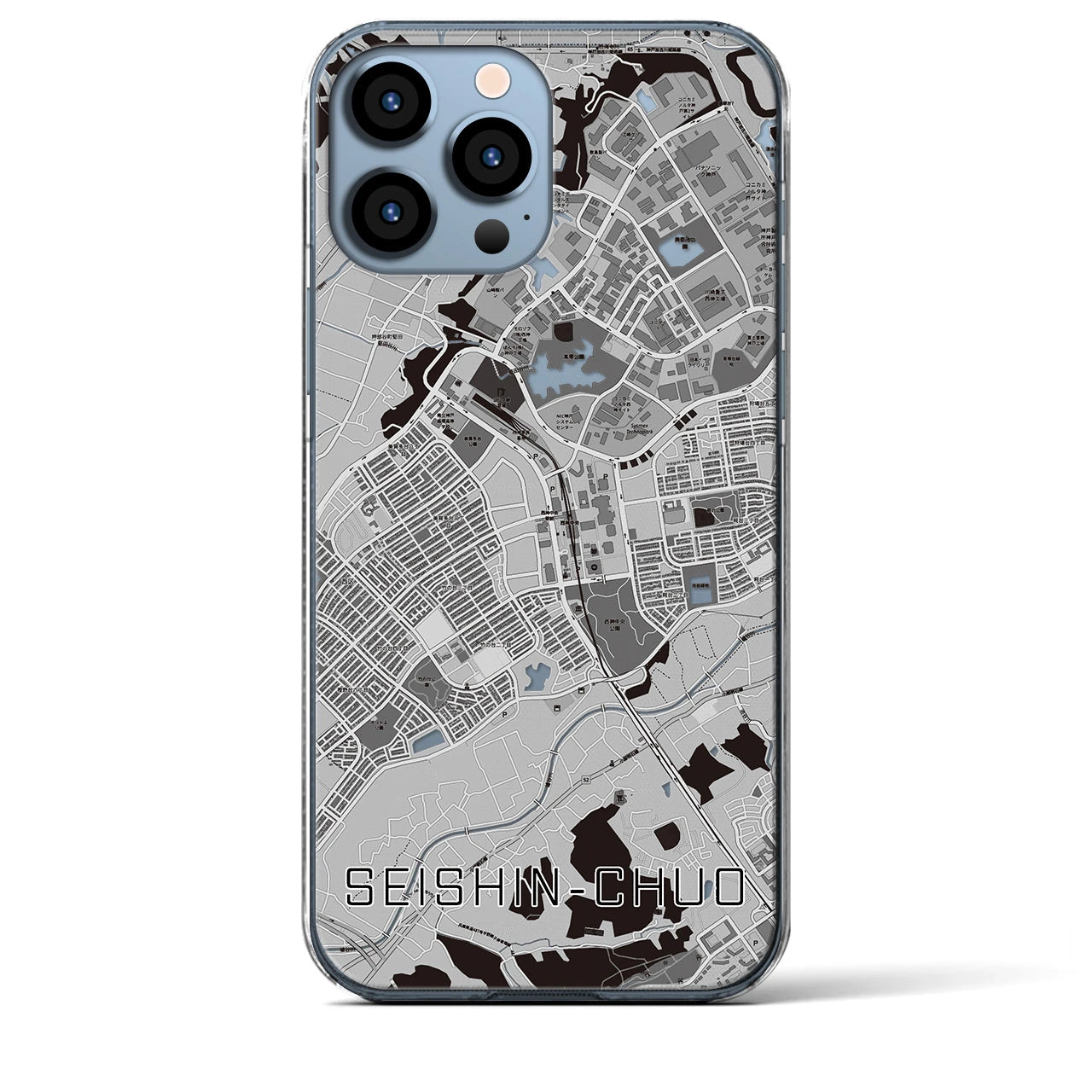 【西神中央(兵庫県)】地図柄iPhoneケース(クリアタイプ)