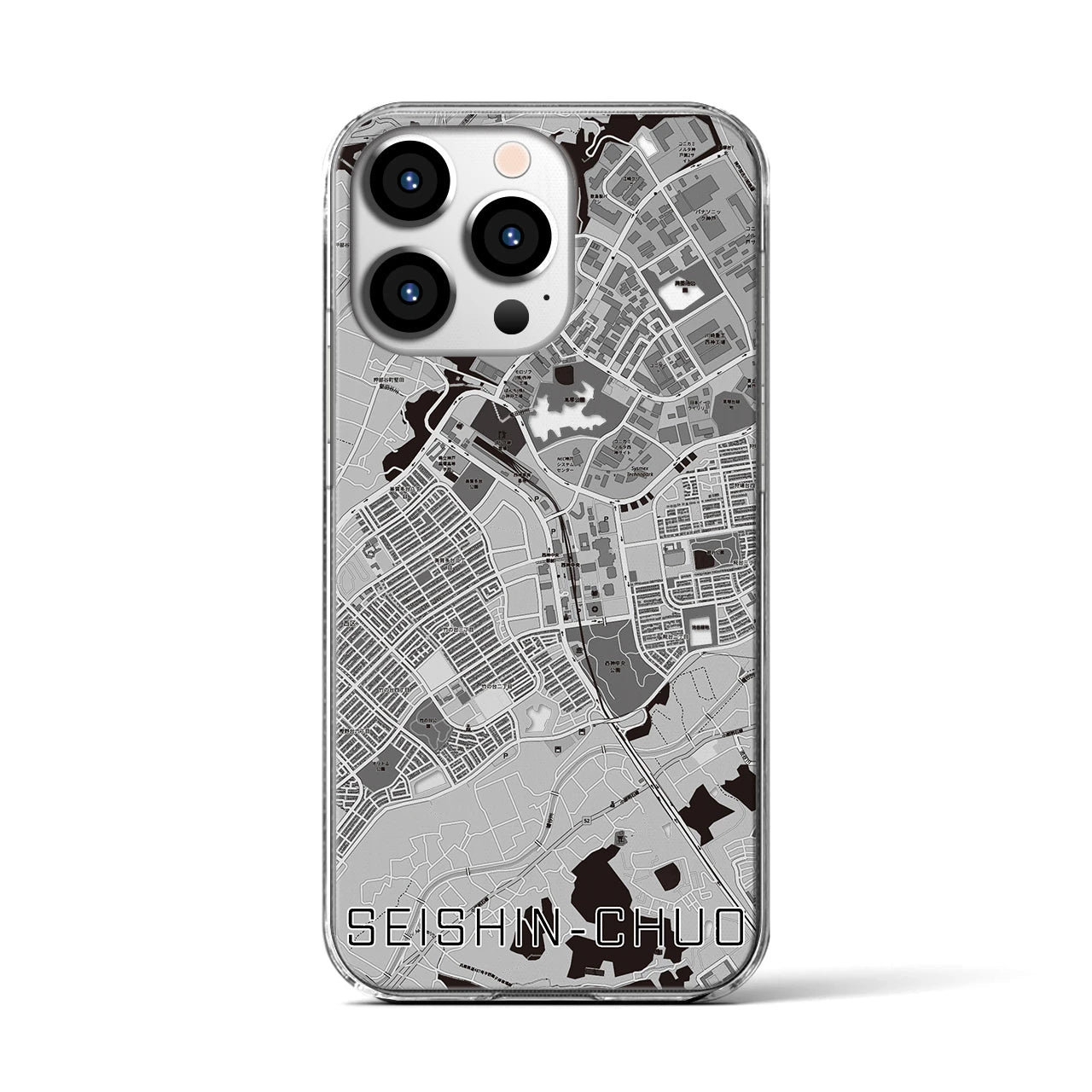 【西神中央(兵庫県)】地図柄iPhoneケース(クリアタイプ)