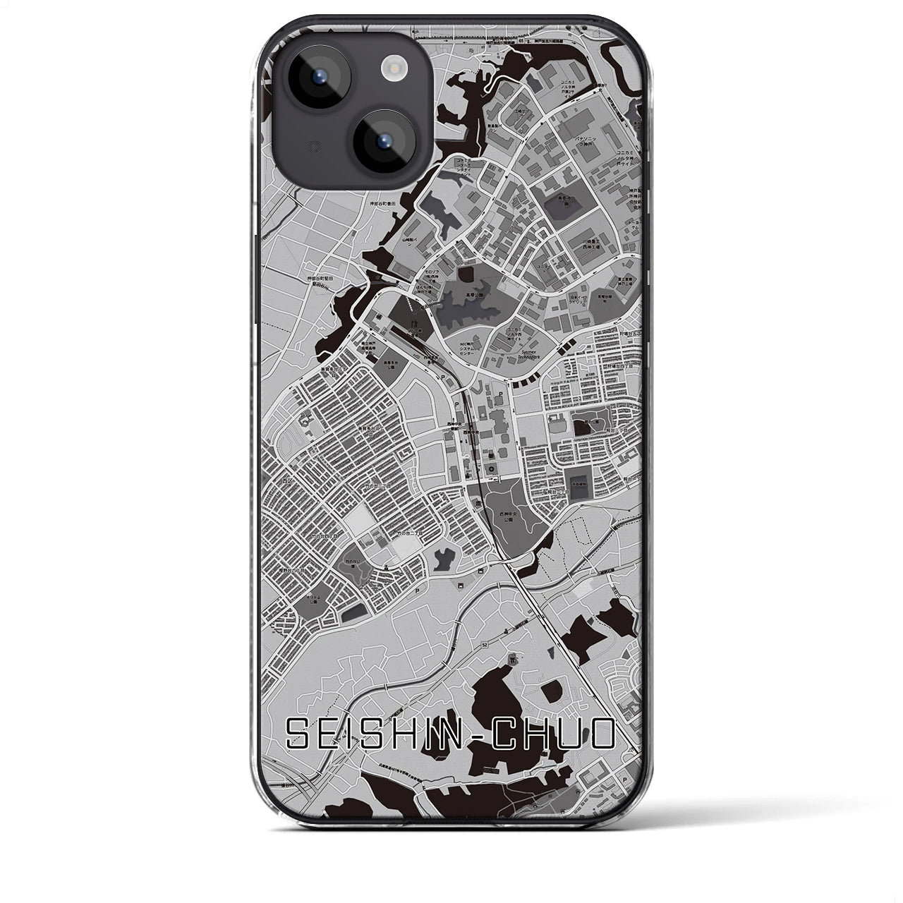 【西神中央(兵庫県)】地図柄iPhoneケース(クリアタイプ)