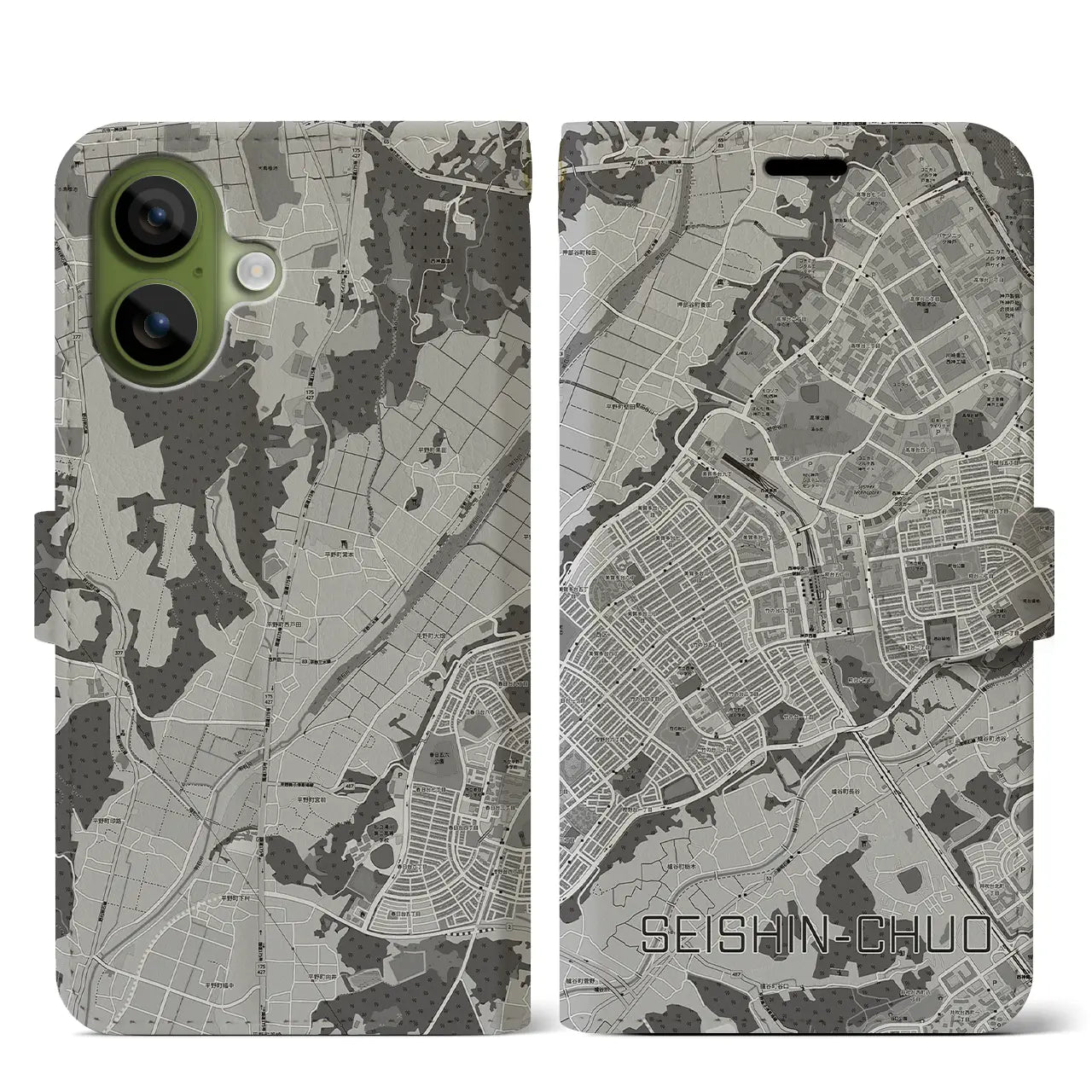 【西神中央(兵庫県)】地図柄iPhoneケース(手帳タイプ)