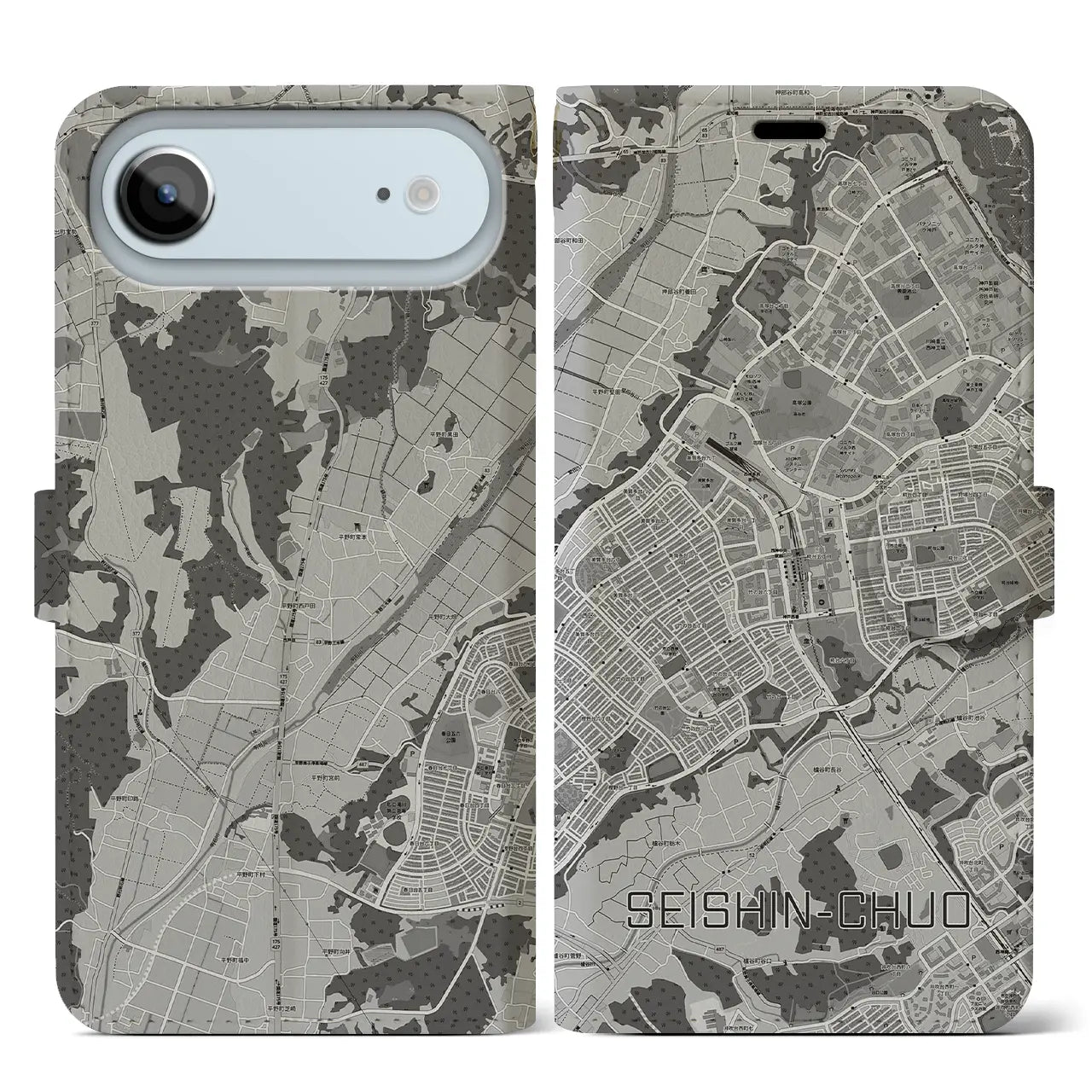 【西神中央(兵庫県)】地図柄iPhoneケース(手帳タイプ)