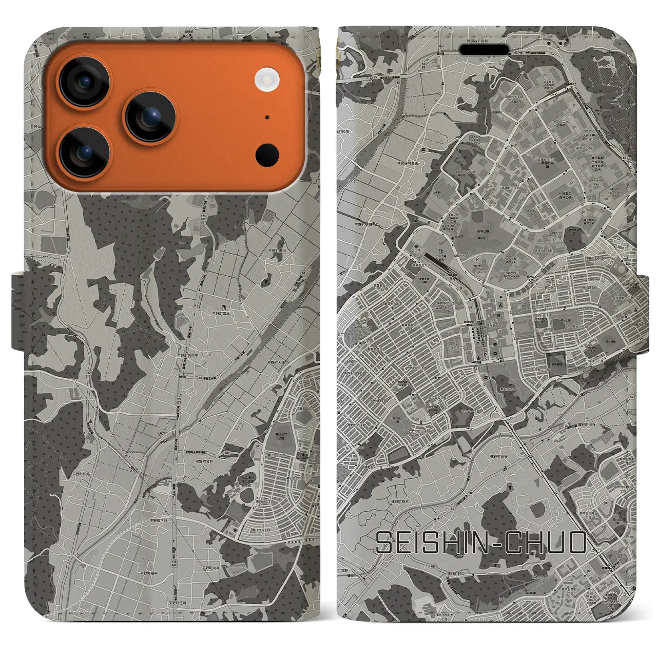 【西神中央(兵庫県)】地図柄iPhoneケース(手帳タイプ)