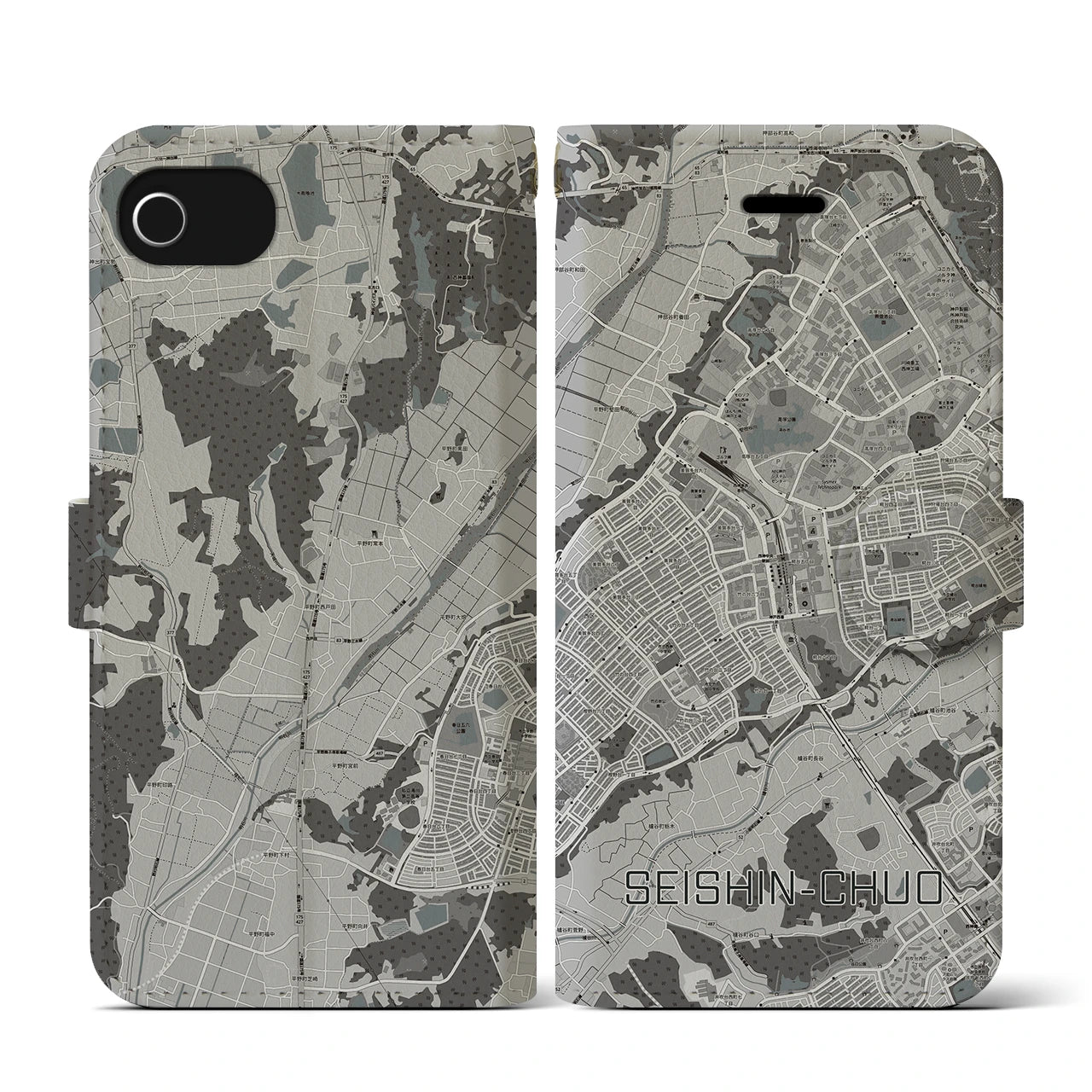 【西神中央(兵庫県)】地図柄iPhoneケース(手帳タイプ)