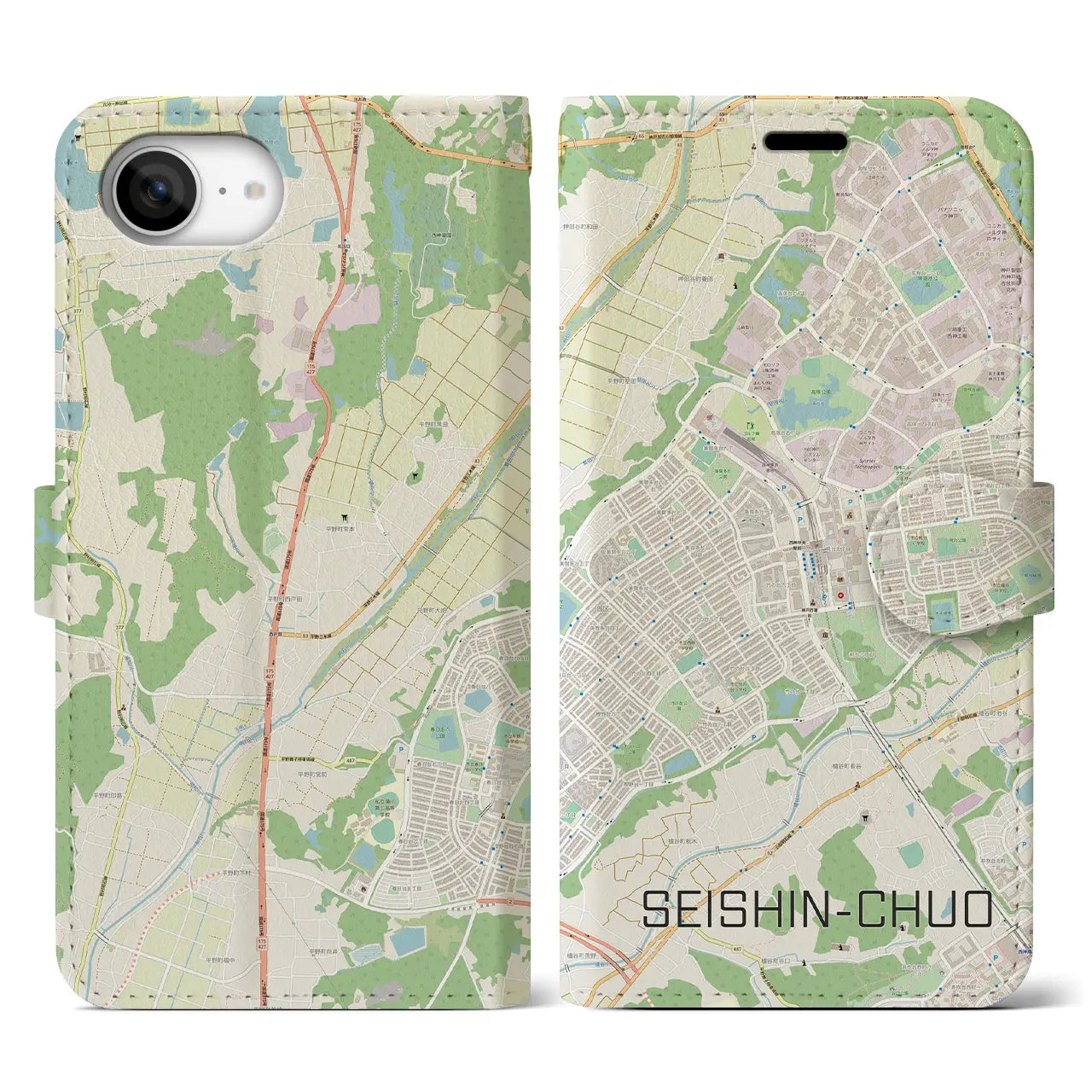 【西神中央(兵庫県)】地図柄iPhoneケース(手帳タイプ)