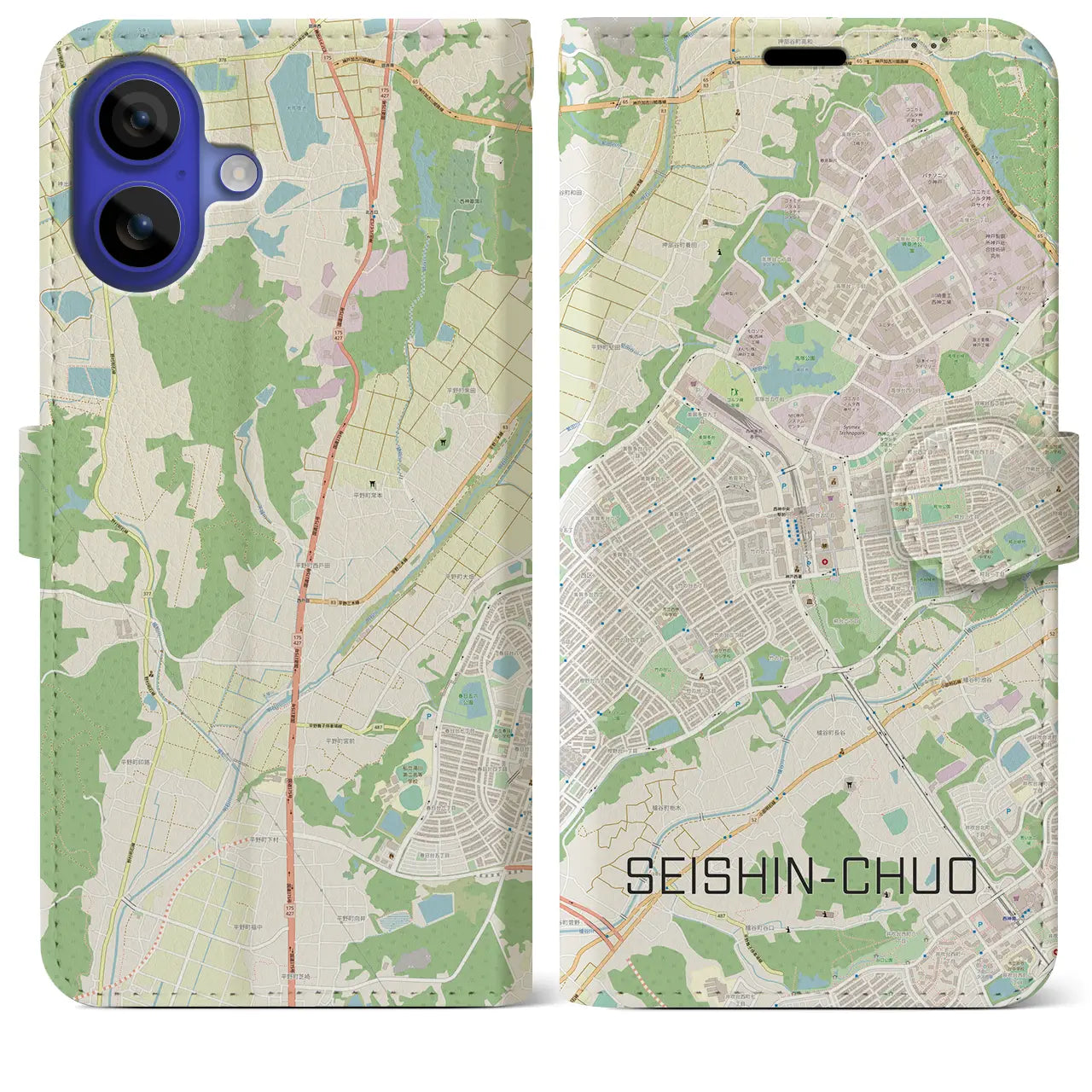 【西神中央(兵庫県)】地図柄iPhoneケース(手帳タイプ)ナチュラル・iPhone 16 Pro Max 用