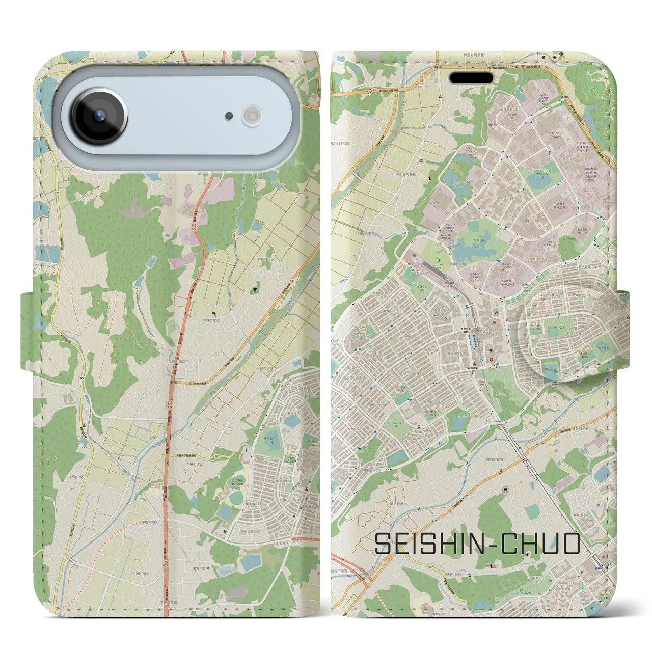 【西神中央(兵庫県)】地図柄iPhoneケース(手帳タイプ)