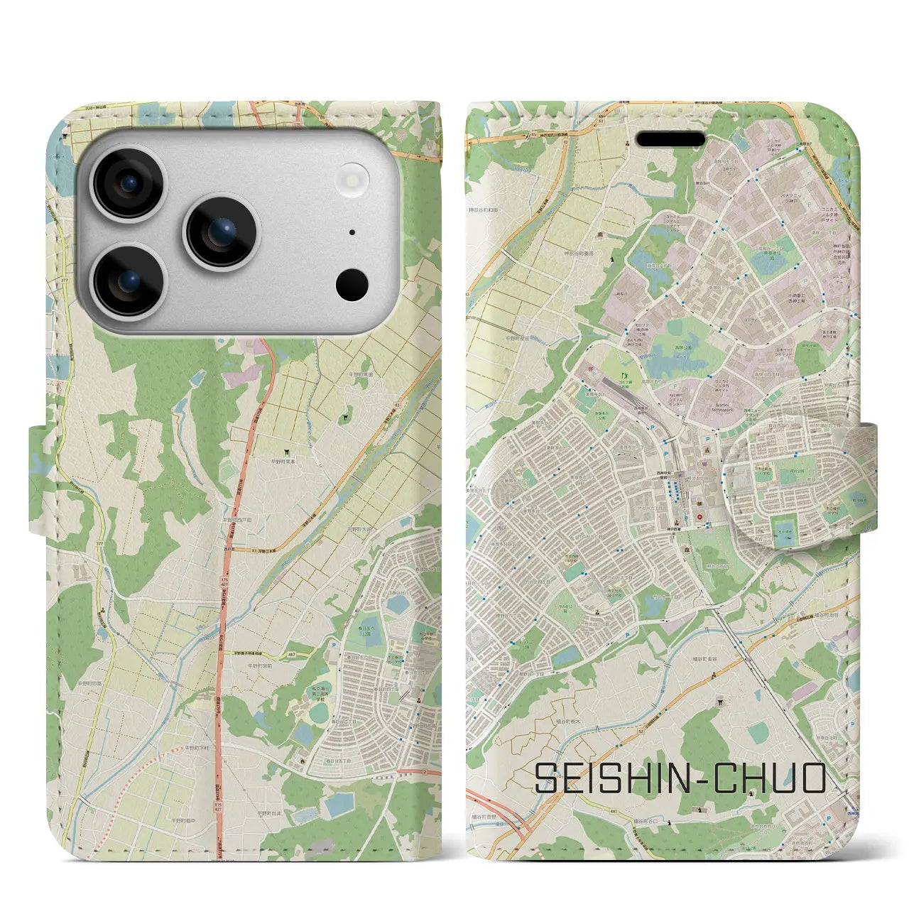 【西神中央(兵庫県)】地図柄iPhoneケース(手帳タイプ)