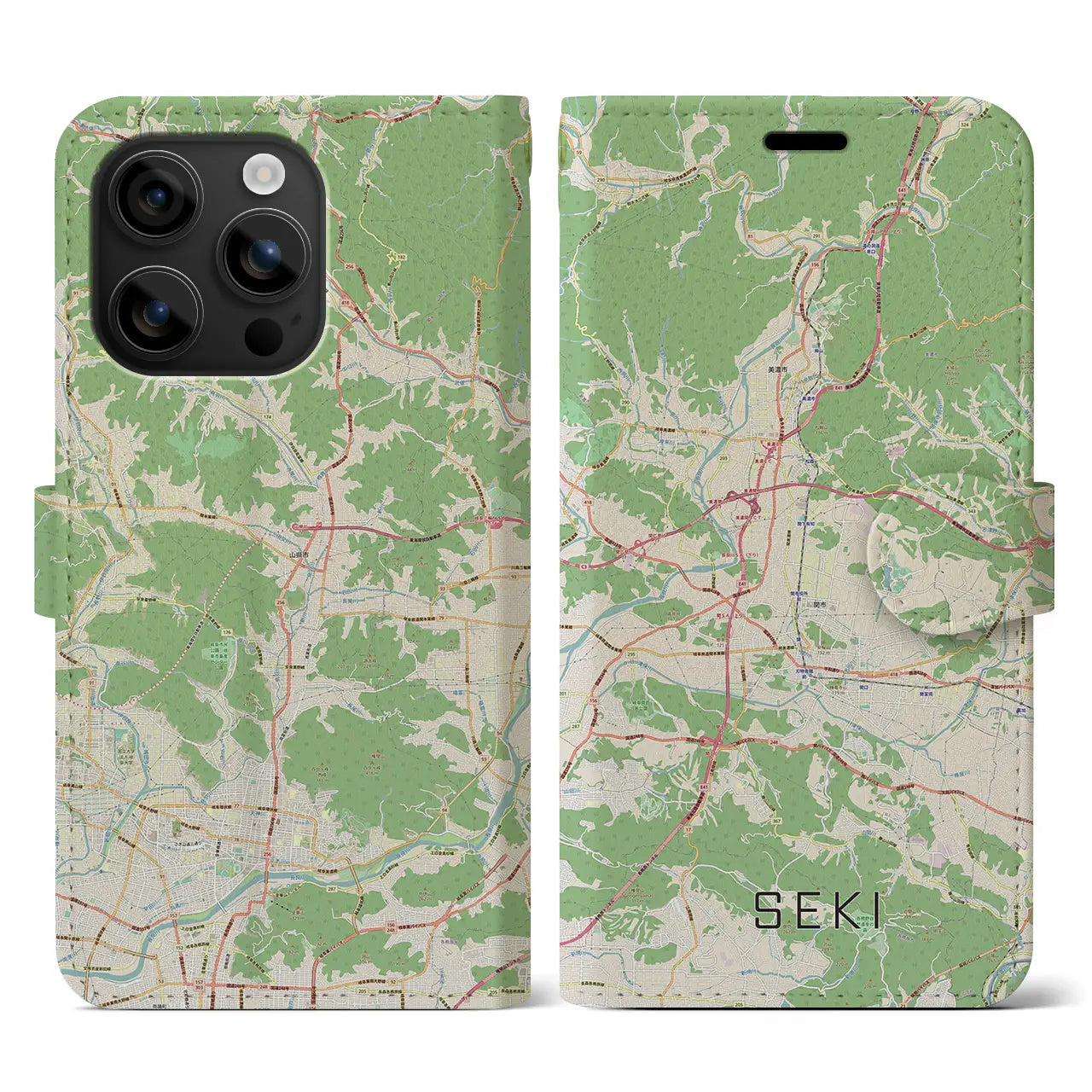 【関(岐阜県)】地図柄iPhoneケース(手帳タイプ)ナチュラル・iPhone 16 用