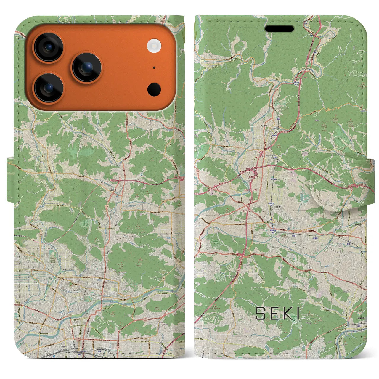 【関(岐阜県)】地図柄iPhoneケース(手帳タイプ)