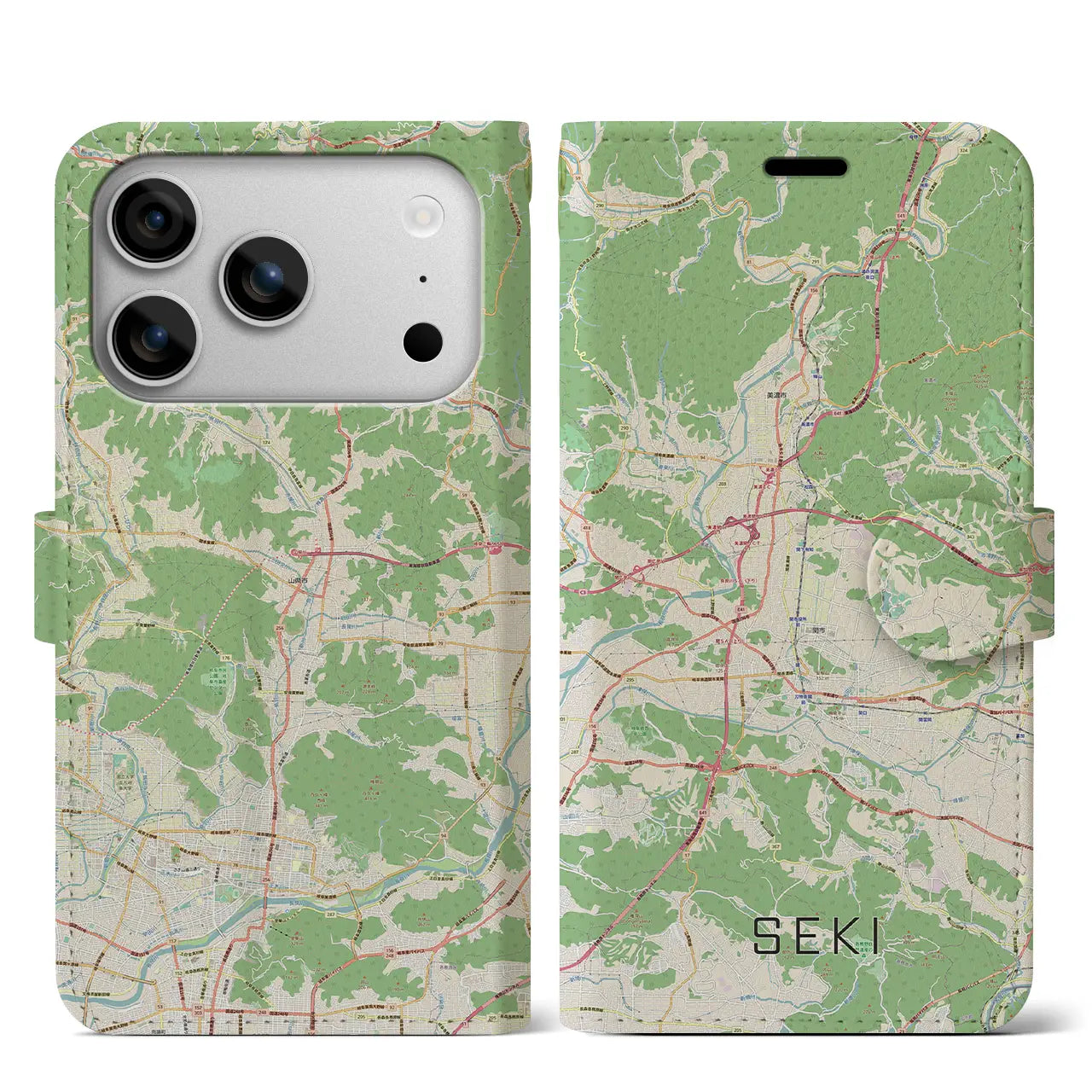 【関(岐阜県)】地図柄iPhoneケース(手帳タイプ)