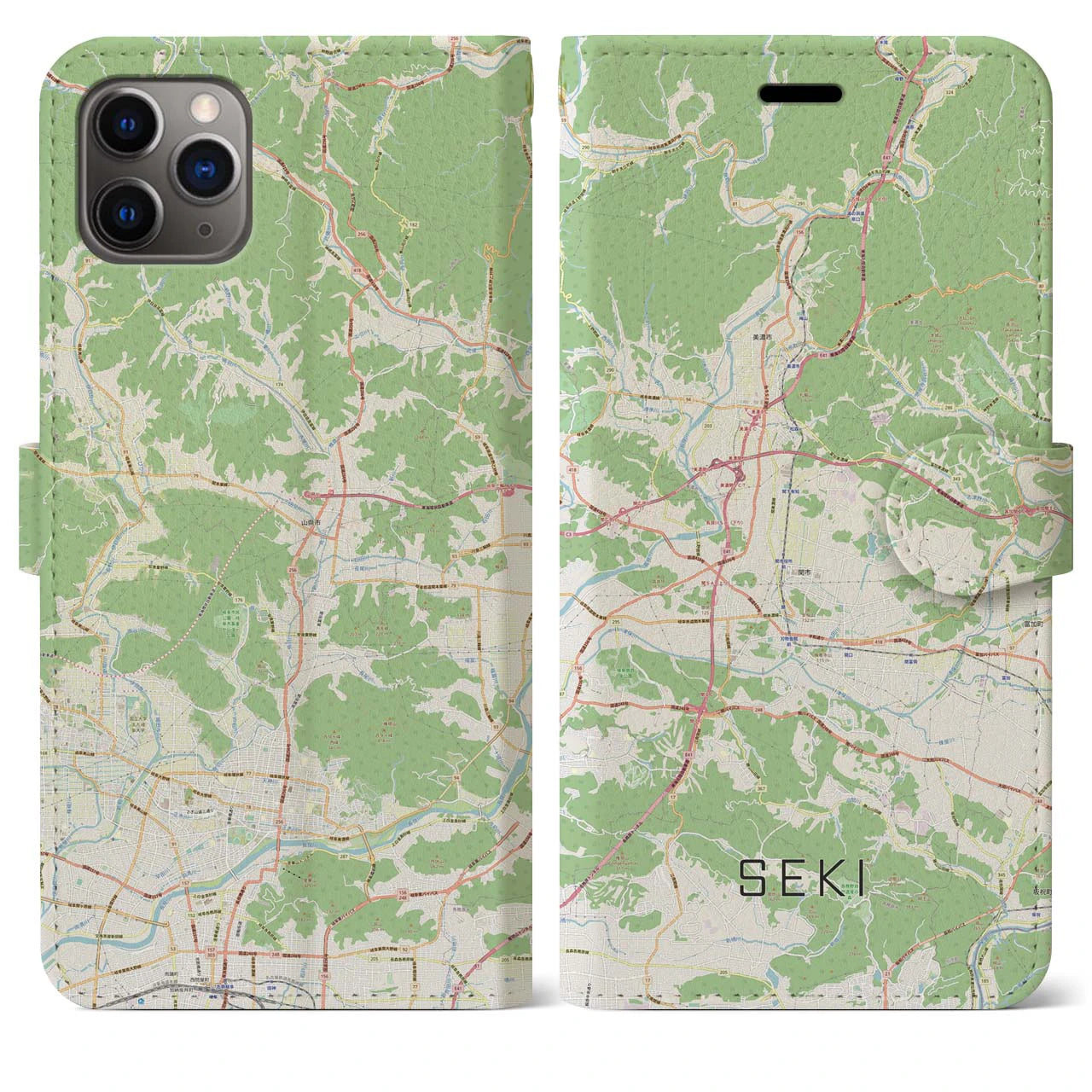 【関(岐阜県)】地図柄iPhoneケース(手帳タイプ)