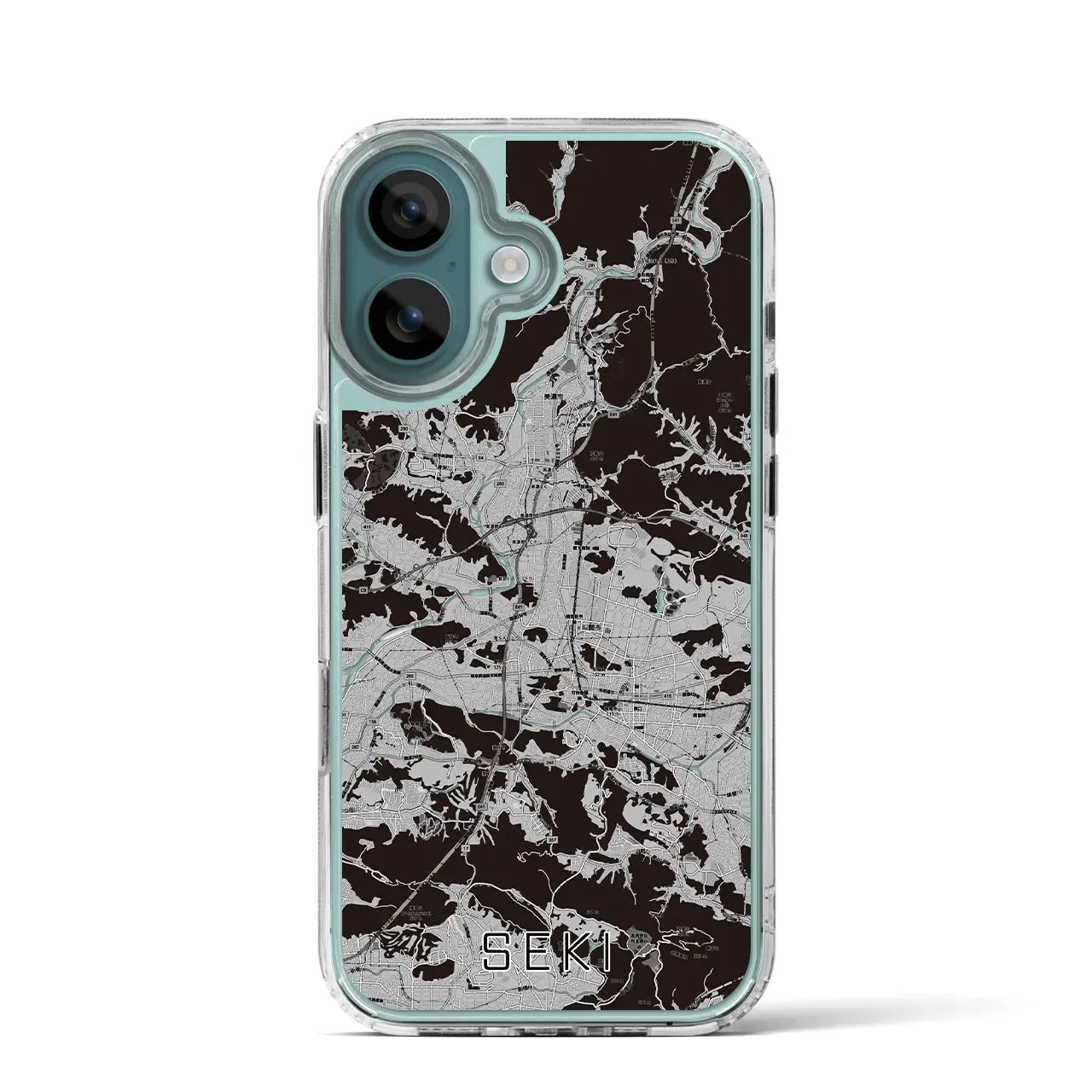 【関(岐阜県)】地図柄iPhoneケース(MagSafeタイプ)モノトーン・iPhone 16 Pro 用