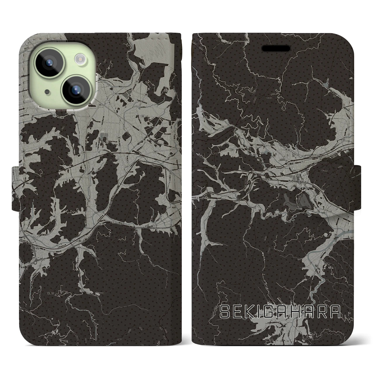 【関ケ原(岐阜県)】地図柄iPhoneケース(手帳タイプ)