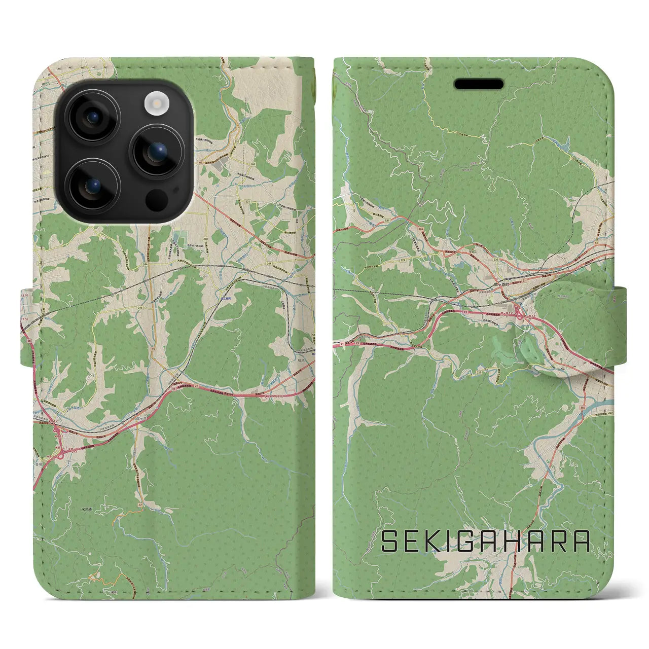 【関ケ原(岐阜県)】地図柄iPhoneケース(手帳タイプ)ナチュラル・iPhone 16 用