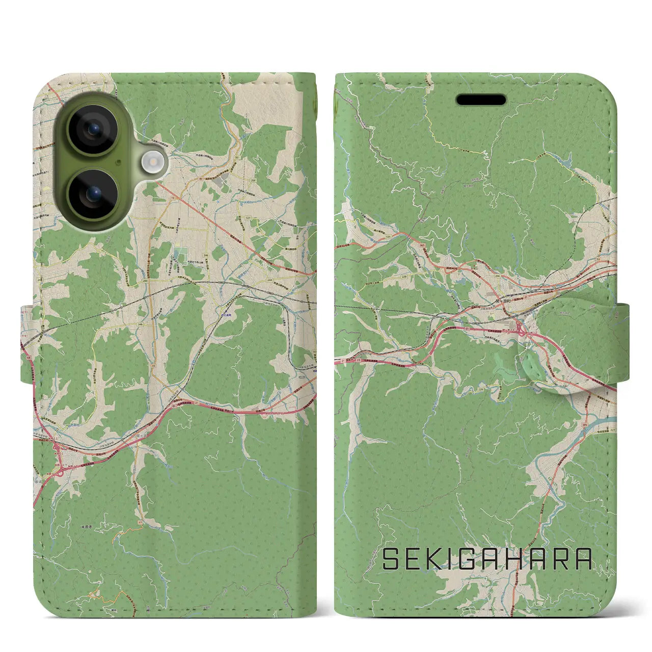 【関ケ原(岐阜県)】地図柄iPhoneケース(手帳タイプ)