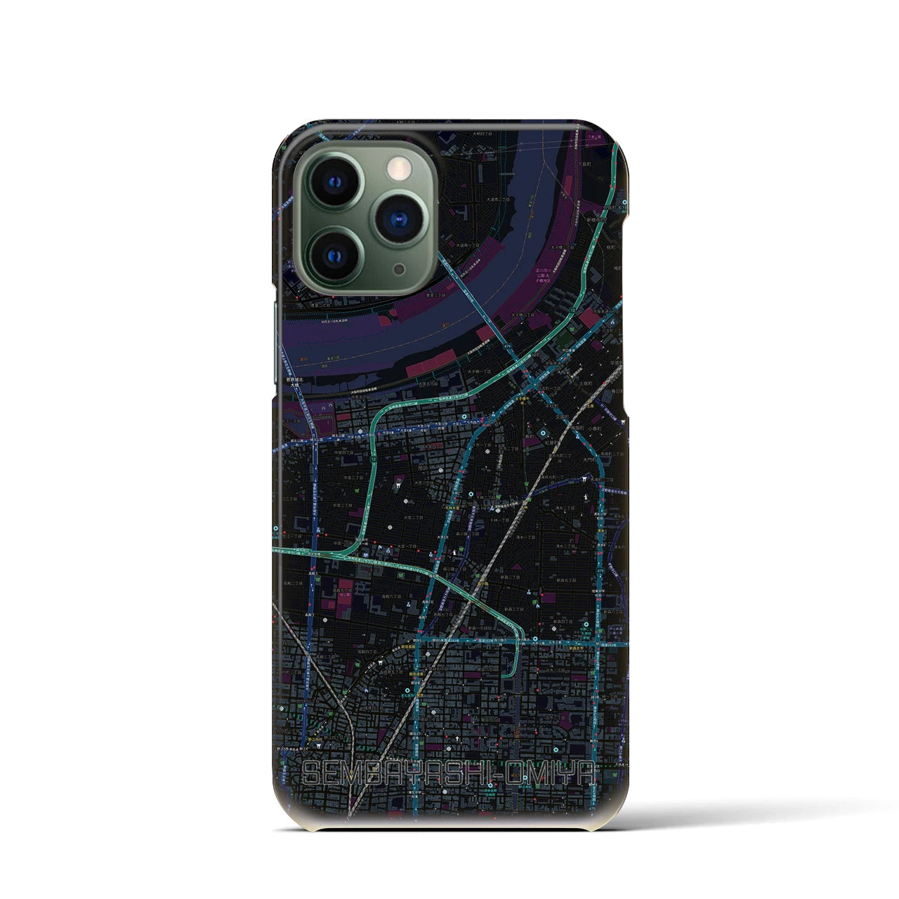 【千林大宮(大阪府)】地図柄iPhoneケース(バックカバータイプ)
