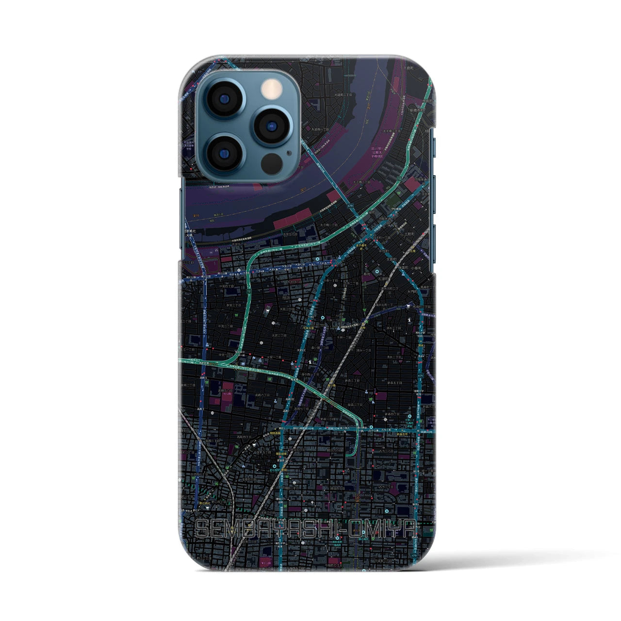 【千林大宮(大阪府)】地図柄iPhoneケース(バックカバータイプ)