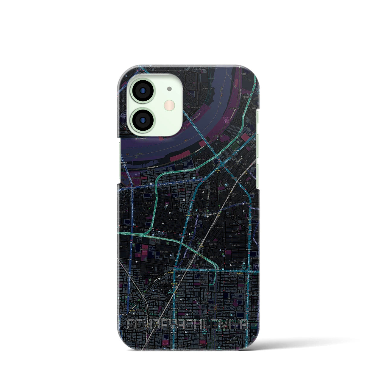 【千林大宮(大阪府)】地図柄iPhoneケース(バックカバータイプ)