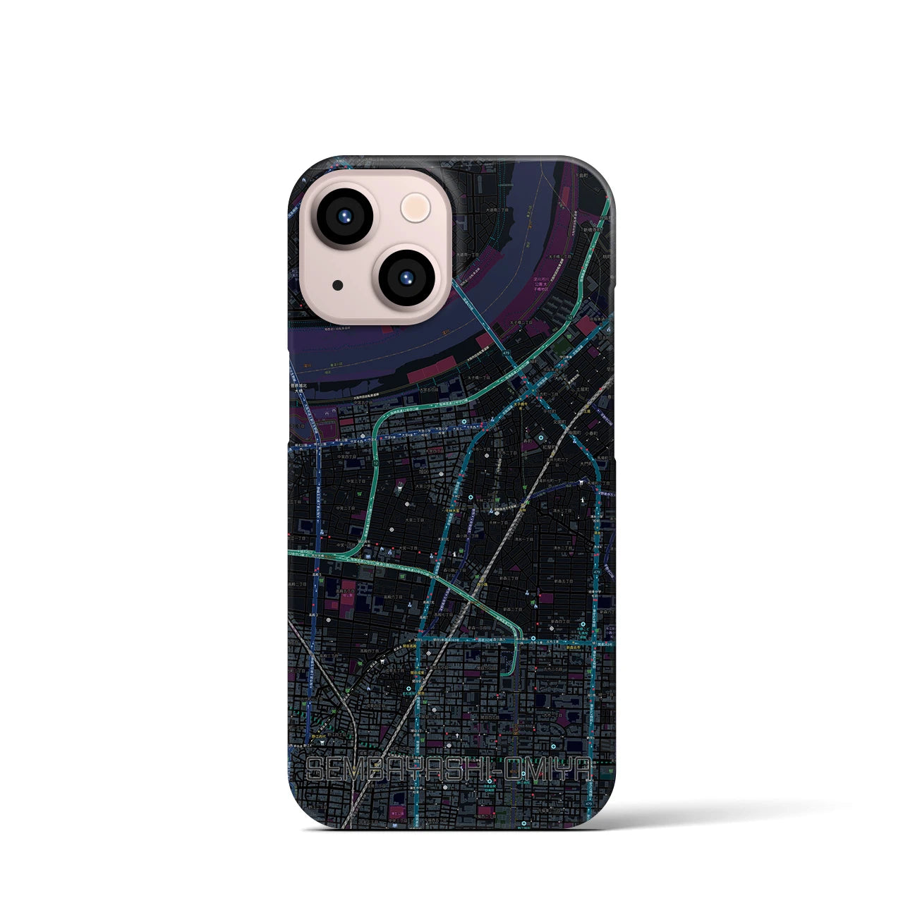 【千林大宮(大阪府)】地図柄iPhoneケース(バックカバータイプ)