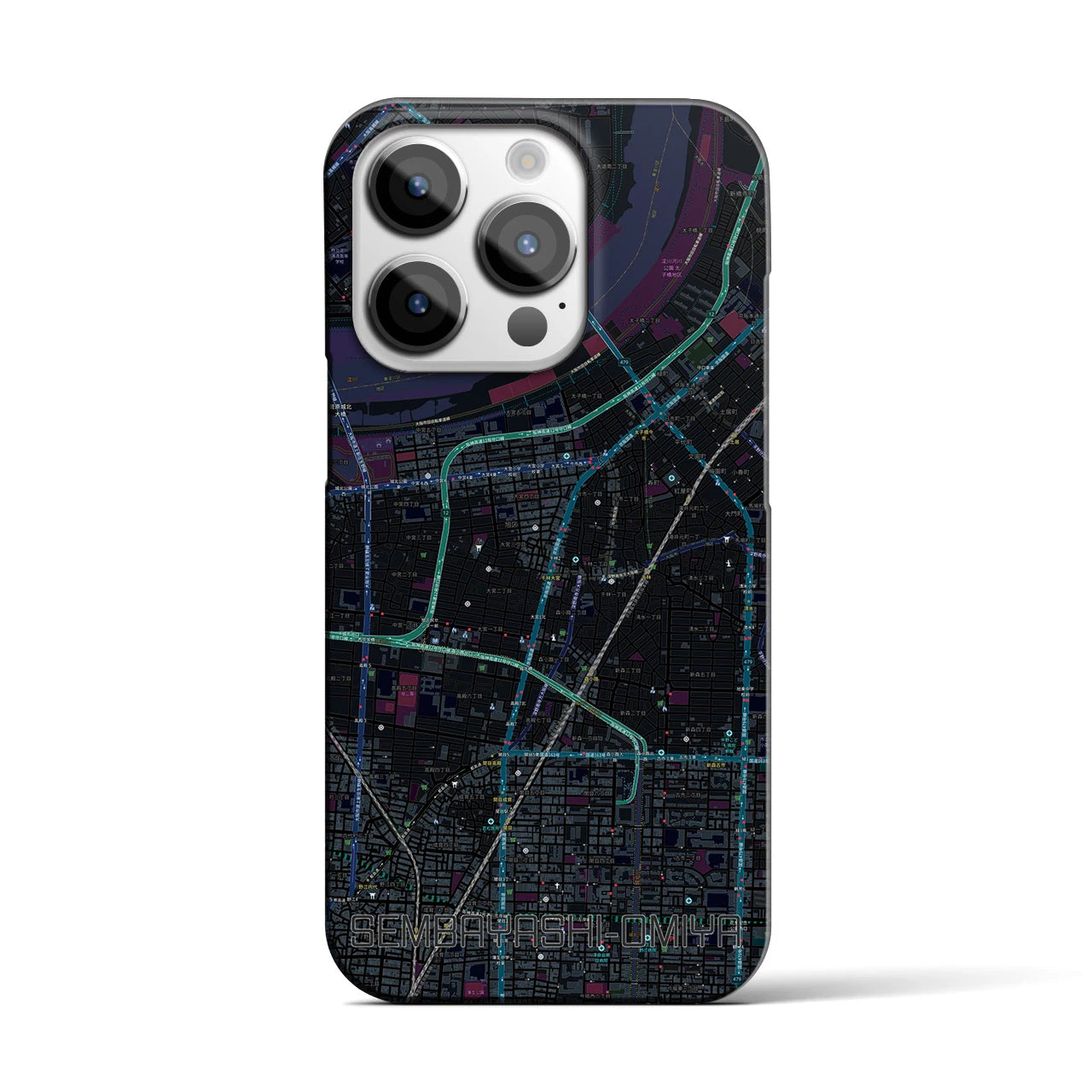 【千林大宮(大阪府)】地図柄iPhoneケース(バックカバータイプ)