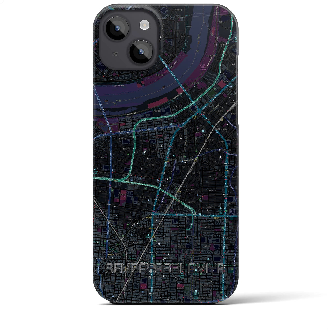 【千林大宮(大阪府)】地図柄iPhoneケース(バックカバータイプ)