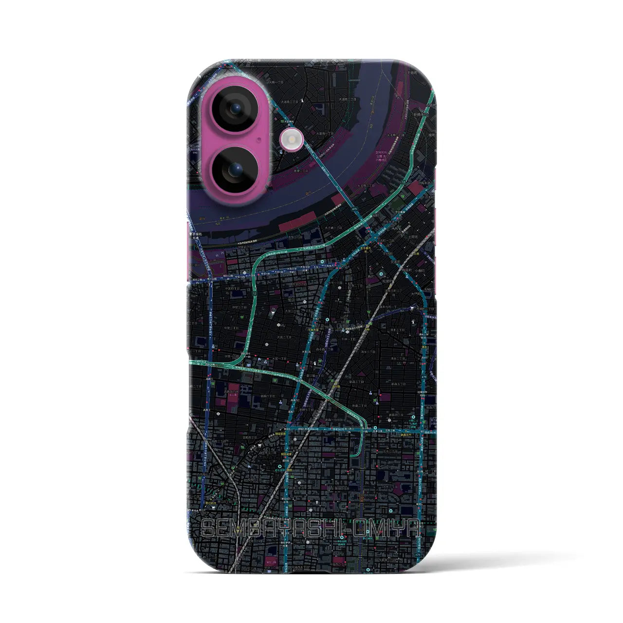 【千林大宮(大阪府)】地図柄iPhoneケース(バックカバータイプ)