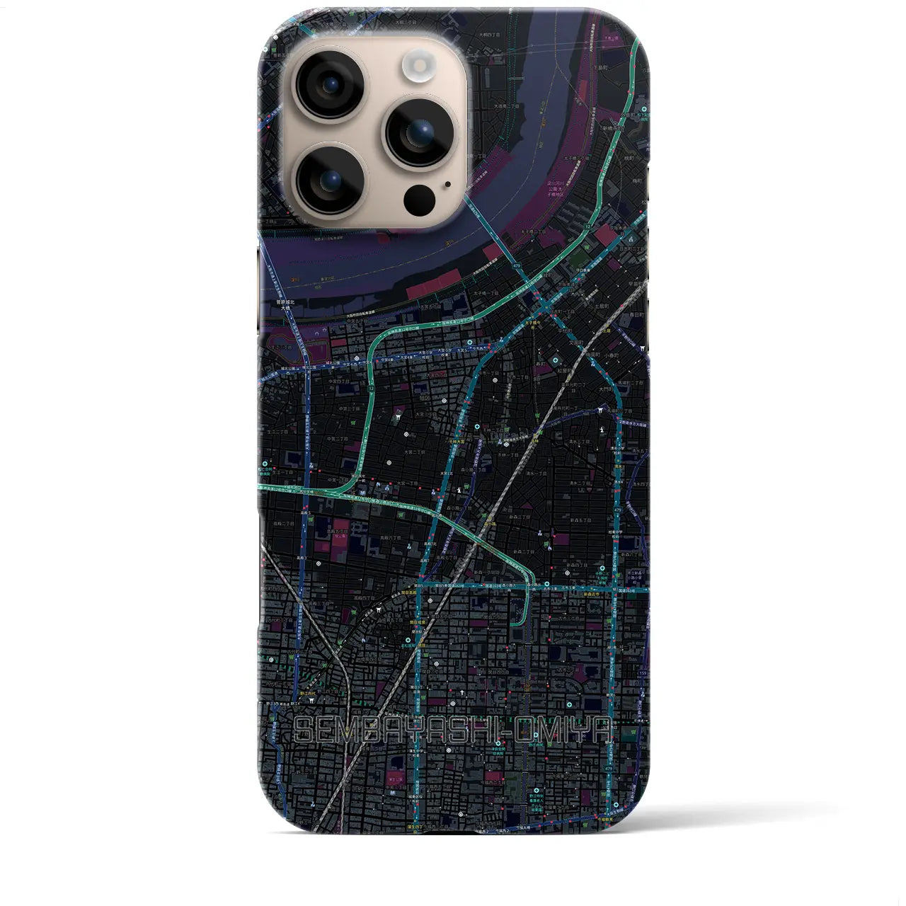 【千林大宮(大阪府)】地図柄iPhoneケース(バックカバータイプ)
