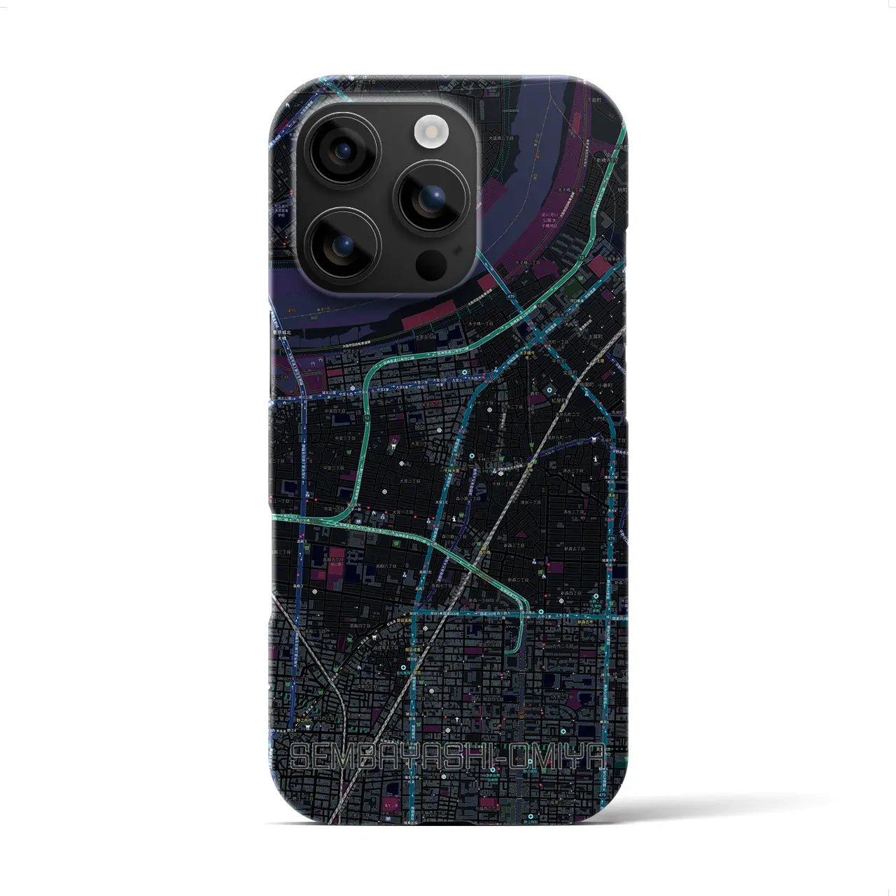 【千林大宮(大阪府)】地図柄iPhoneケース(バックカバータイプ)