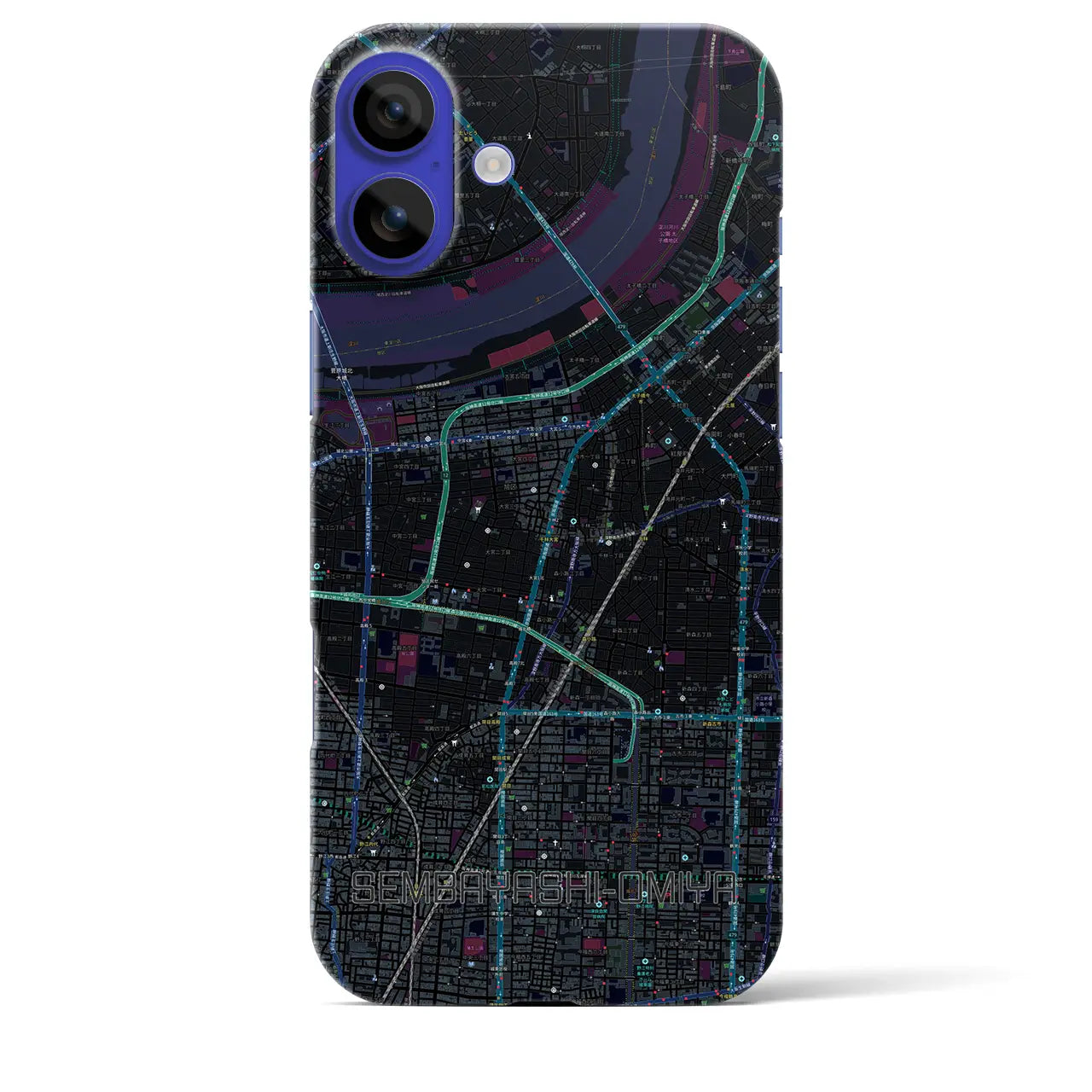 【千林大宮(大阪府)】地図柄iPhoneケース(バックカバータイプ)