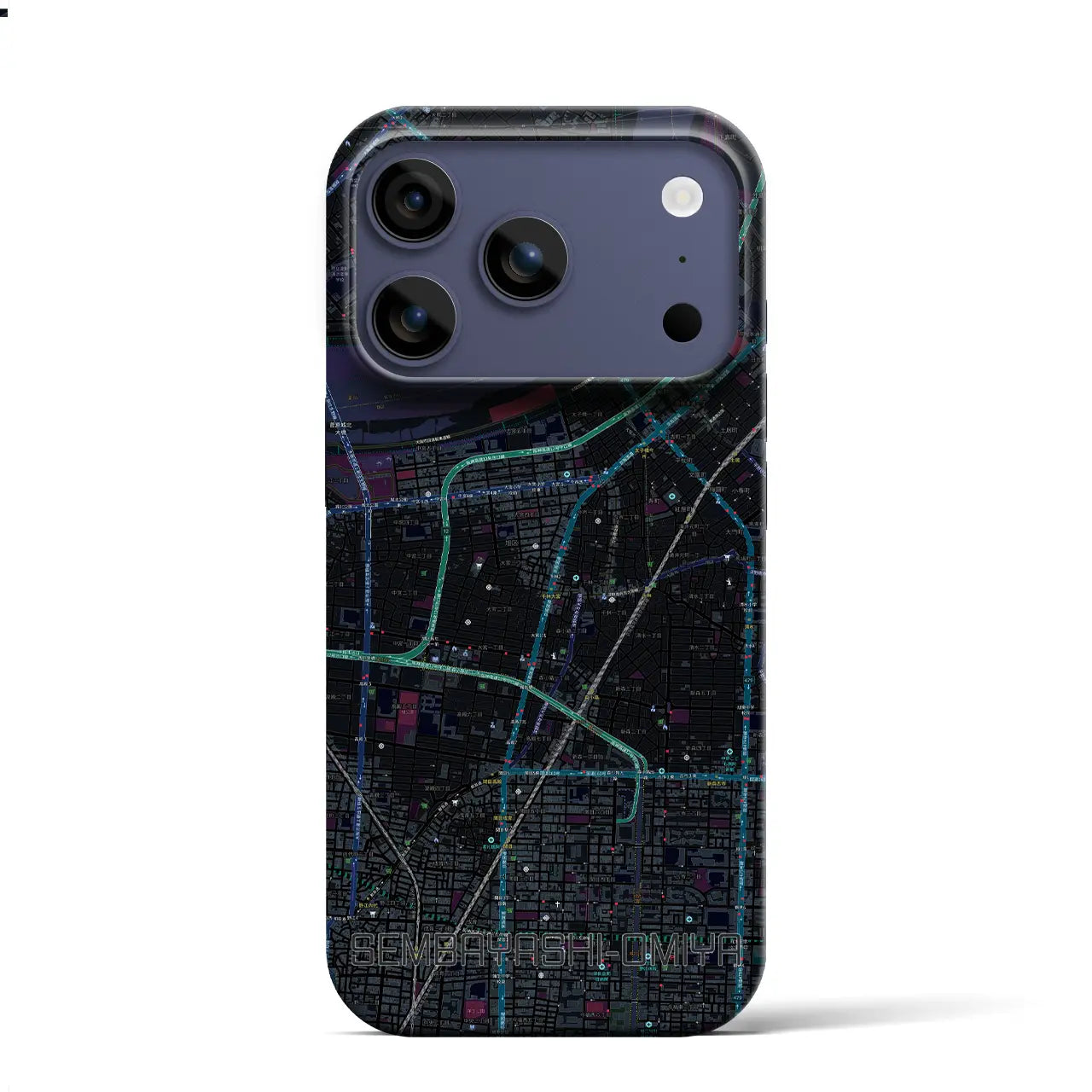 【千林大宮(大阪府)】地図柄iPhoneケース(バックカバータイプ)