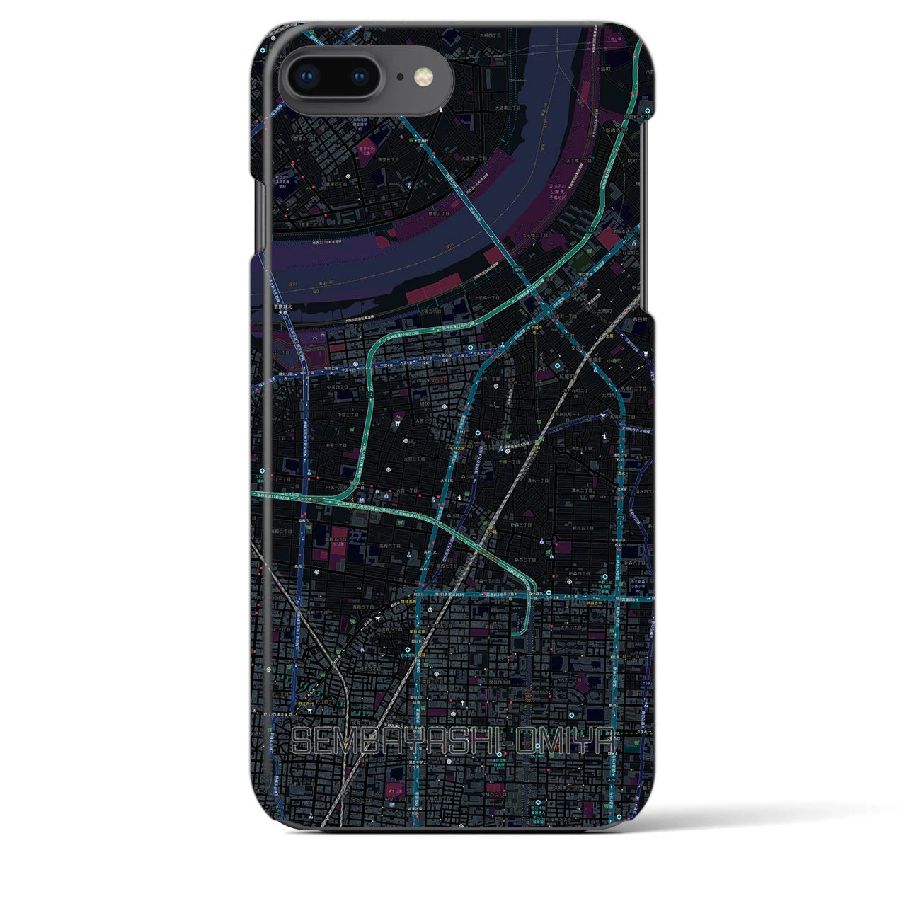 【千林大宮(大阪府)】地図柄iPhoneケース(バックカバータイプ)