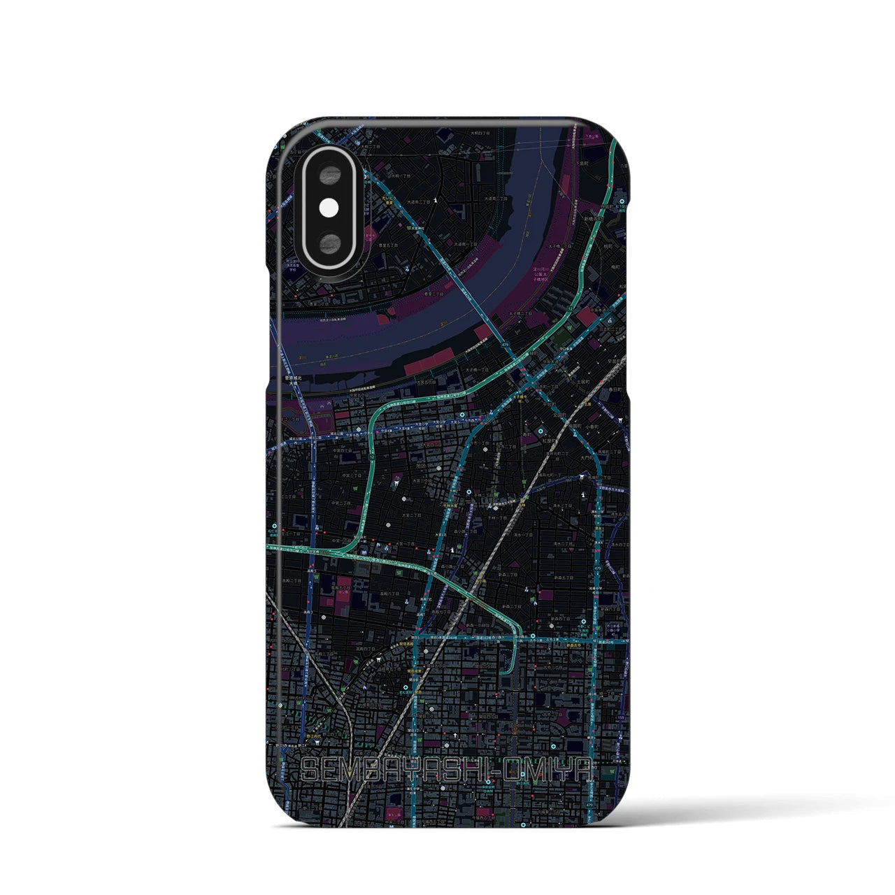 【千林大宮(大阪府)】地図柄iPhoneケース(バックカバータイプ)