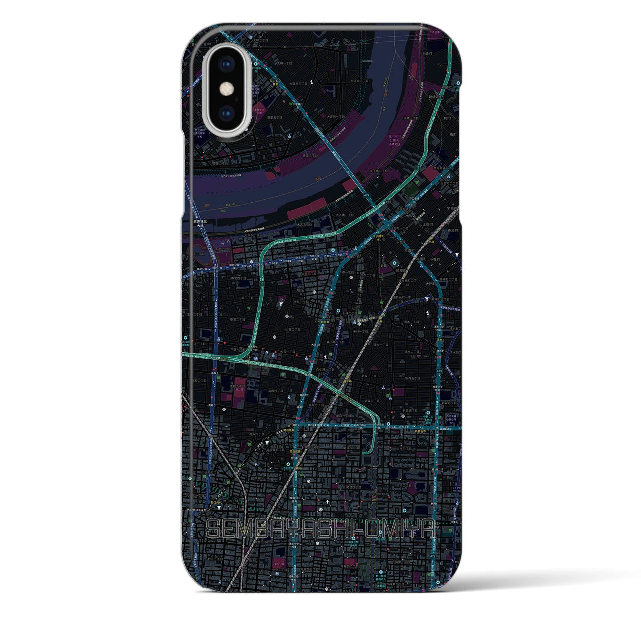 【千林大宮(大阪府)】地図柄iPhoneケース(バックカバータイプ)