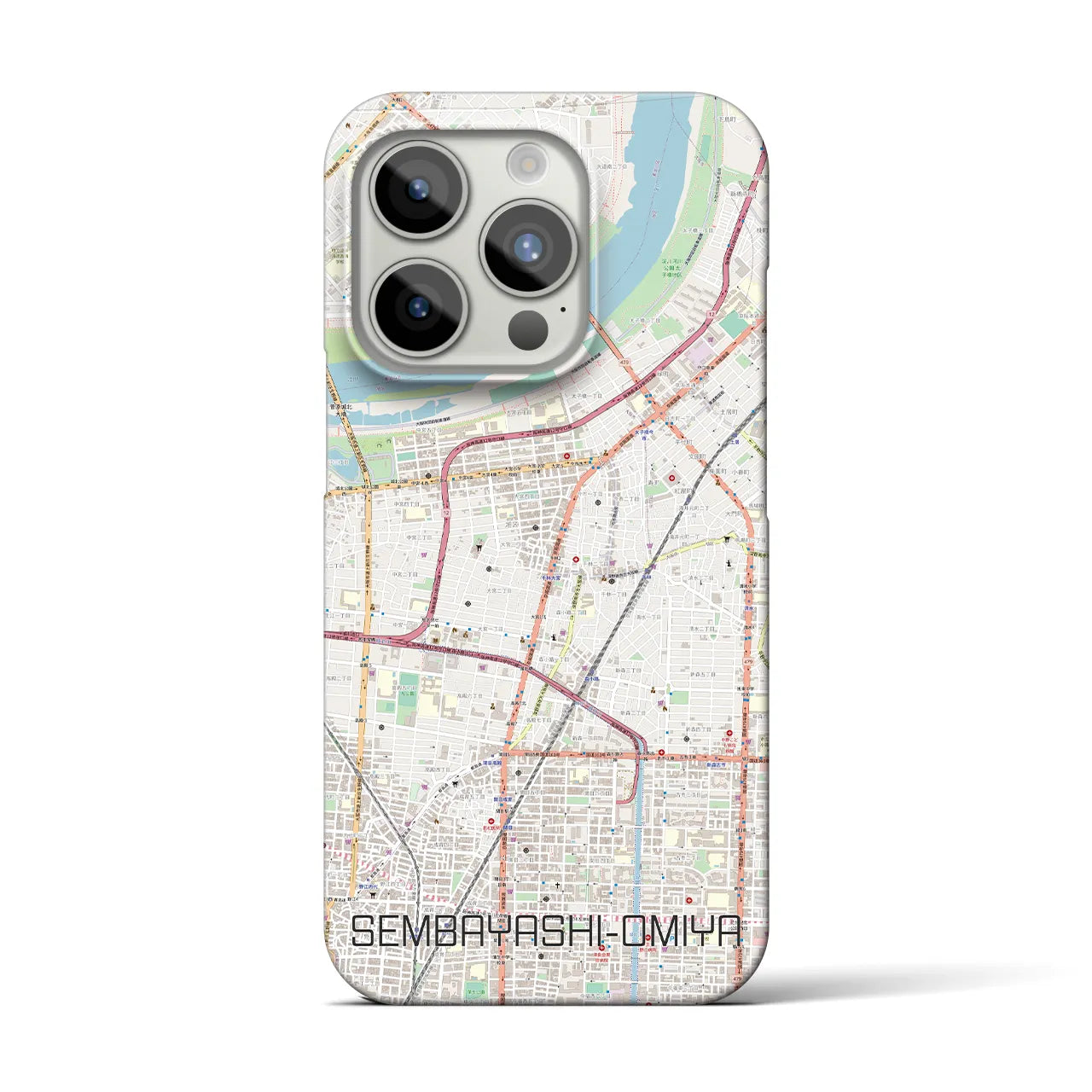 【千林大宮(大阪府)】地図柄iPhoneケース(バックカバータイプ)
