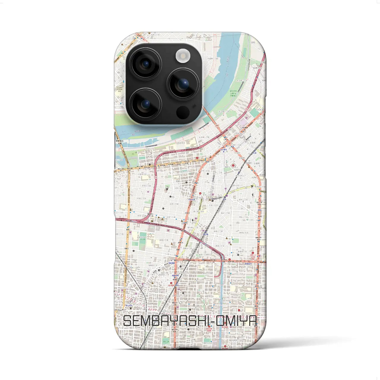 【千林大宮(大阪府)】地図柄iPhoneケース(バックカバータイプ)