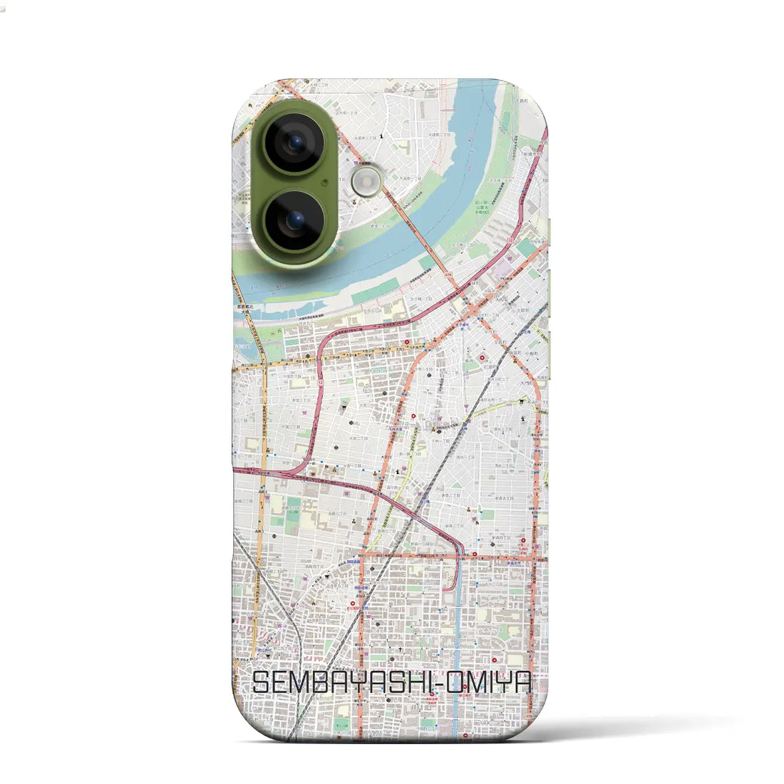 【千林大宮(大阪府)】地図柄iPhoneケース(バックカバータイプ)ブラック・iPhone 17 Pro Max 用